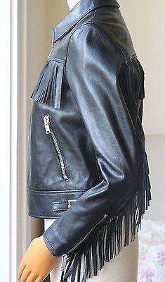 SAINT LAURENT NAPPA LEATHER FRINGE PERFECTO JACKET UK 8 - Image 4