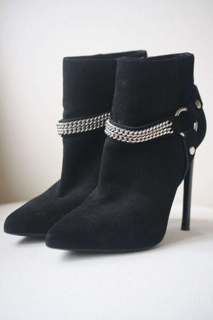 SAINT LAURENT SUEDE CHAIN ANKLE BOOTS EU 38 UK 5 - Image 3