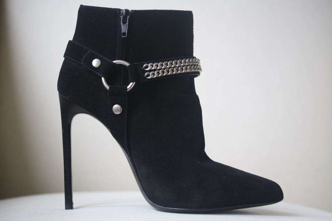 SAINT LAURENT SUEDE CHAIN ANKLE BOOTS EU 38 UK 5 - Image 4