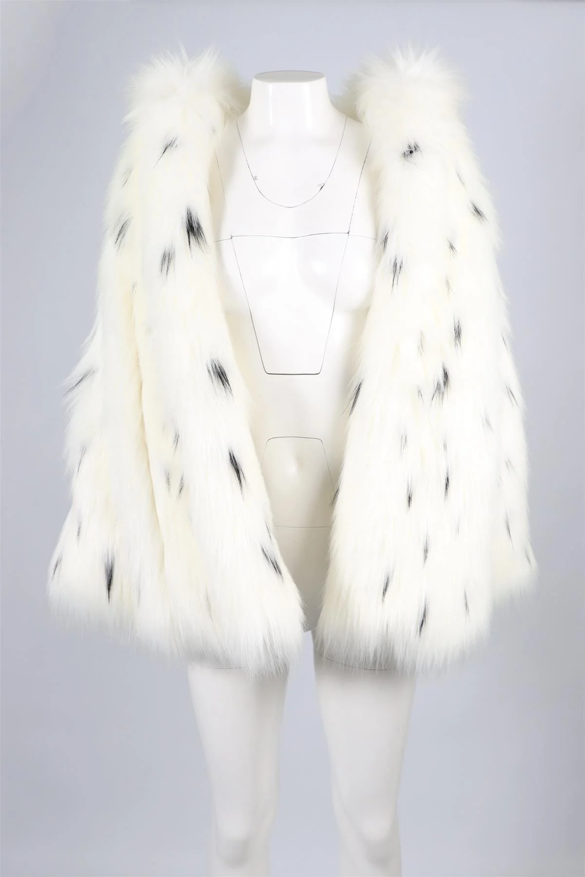 SAINT LAURENT WHITE FAUX FUR COAT FR 36 - Image 2