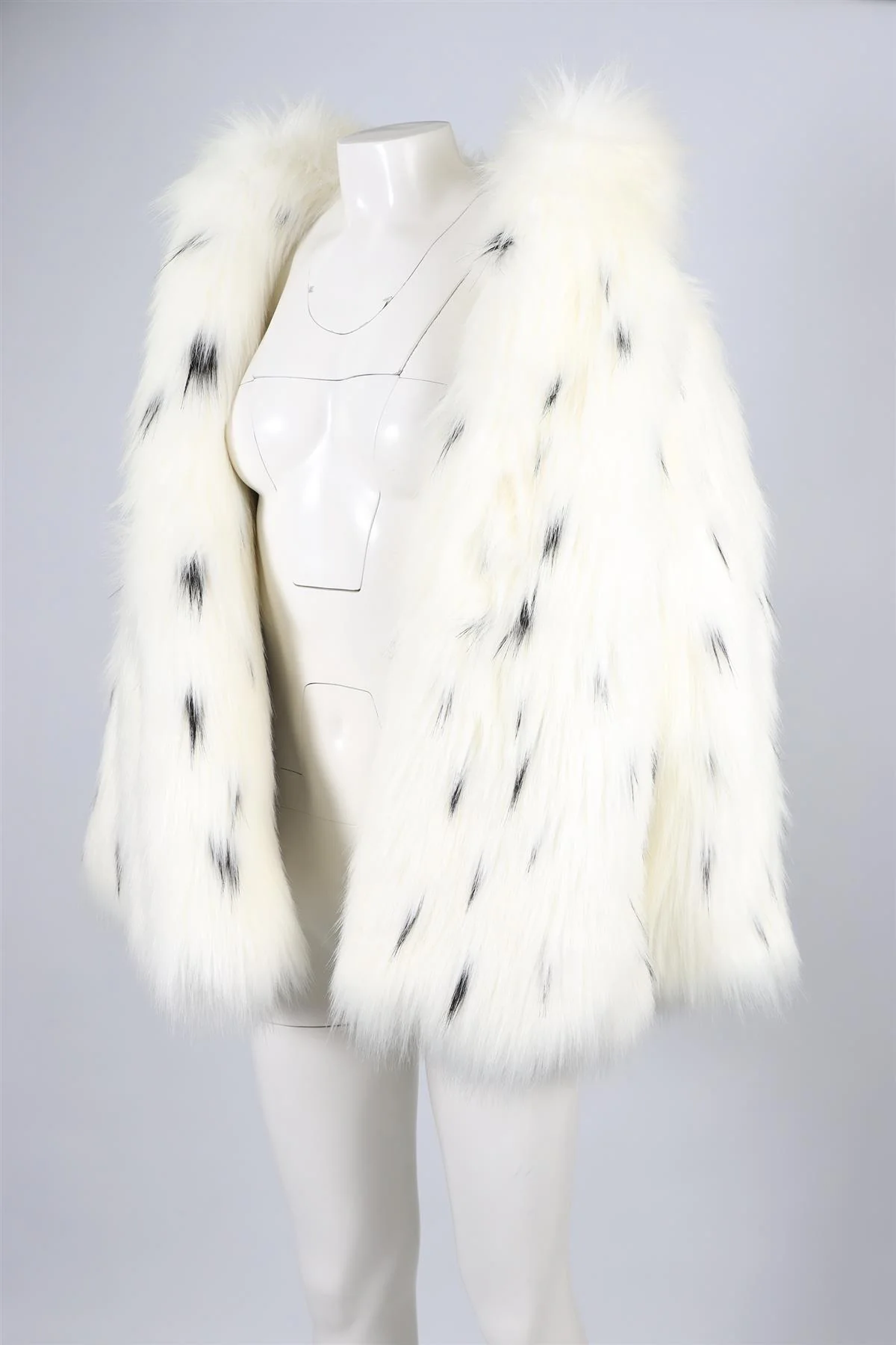 SAINT LAURENT WHITE FAUX FUR COAT FR 36 - Image 3