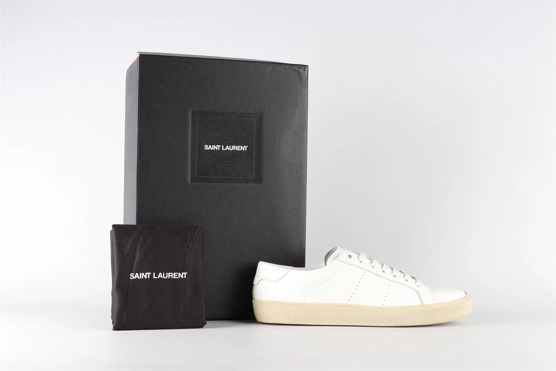 SAINT LAURENT WHITE LEATHER SNEAKERS EU 37.5 UK 4.5 US 7.5 - Image 7