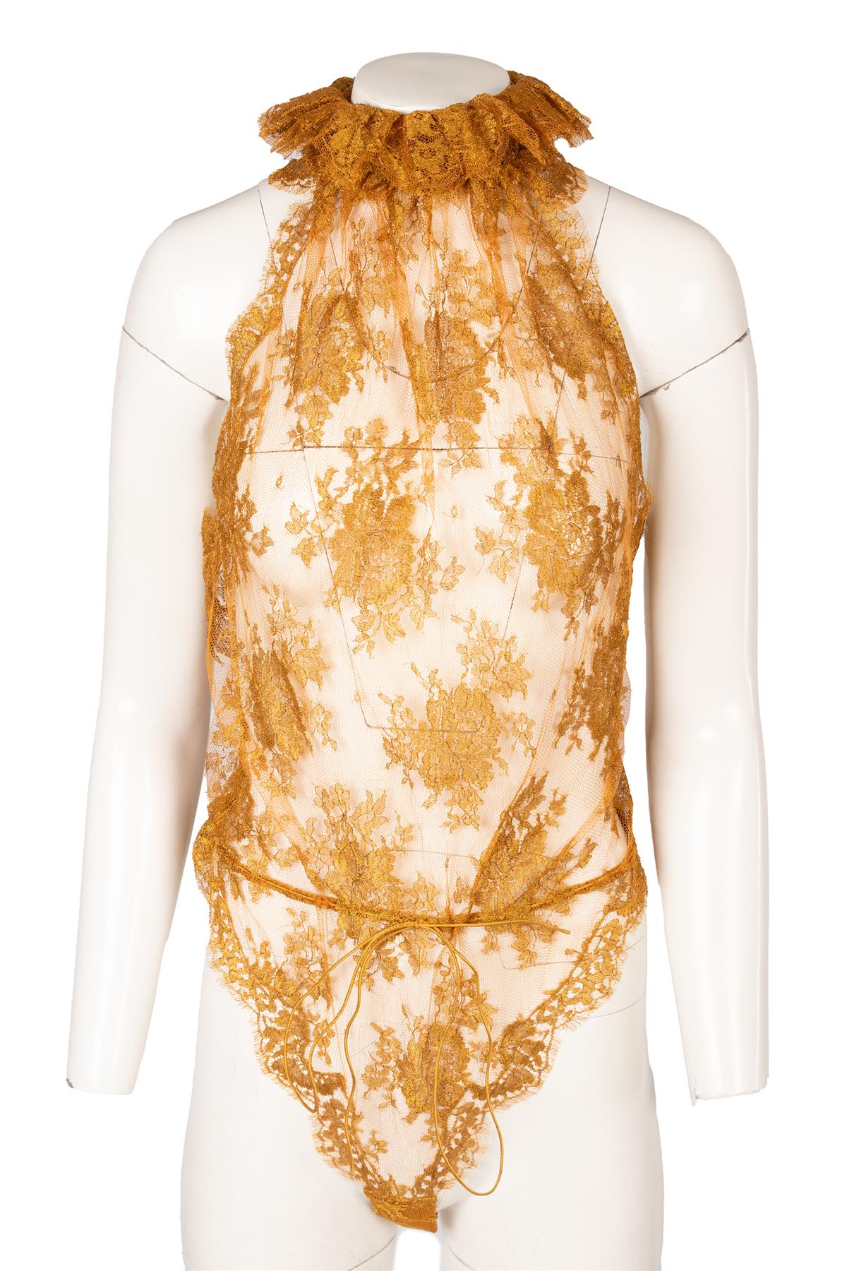 SAINT LAURENT YELLOW LACE BODYSUIT FR 36 - Image 2