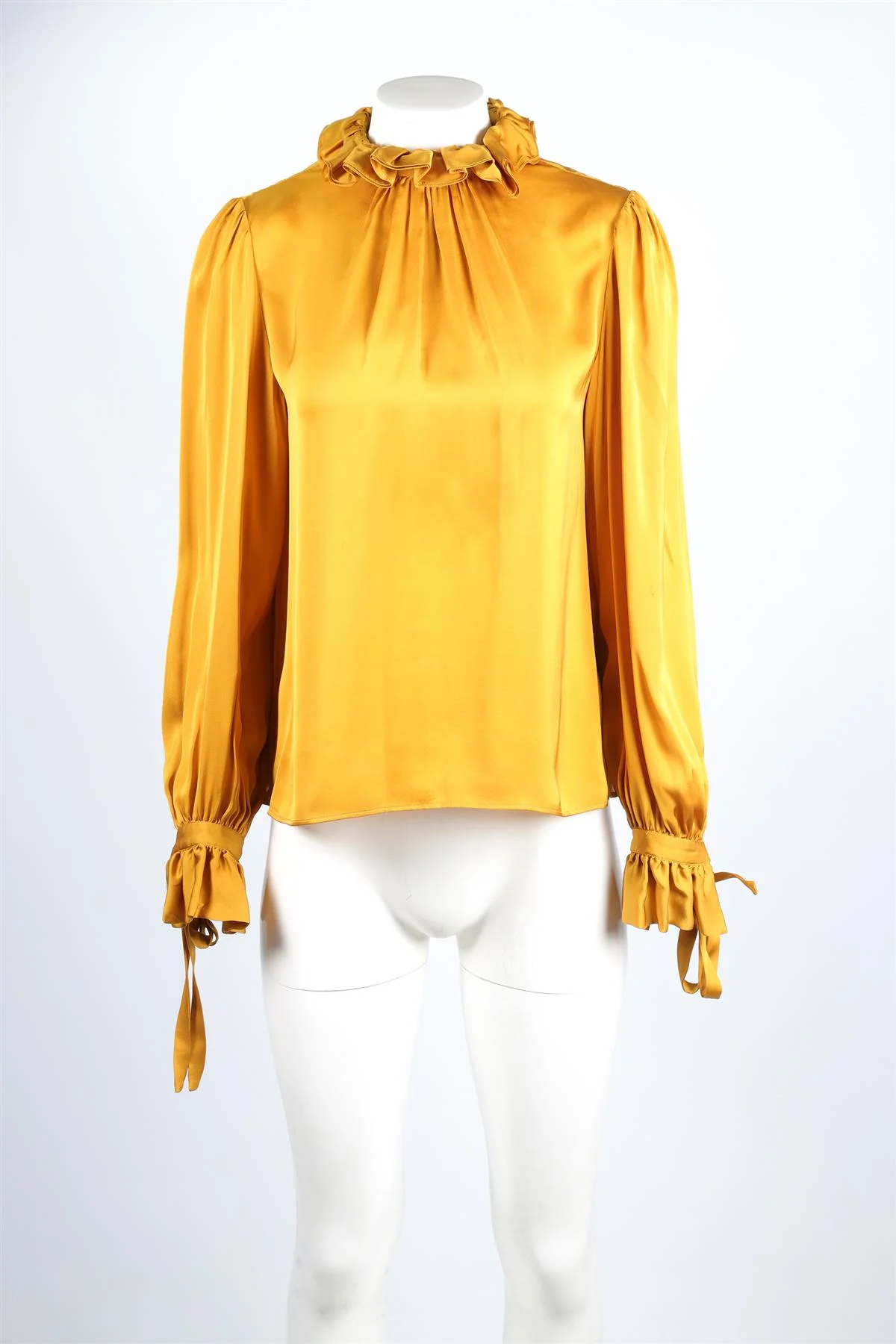SAINT LAURENT YELLOW SILK TOP FR 38 UK 10 - Image 2