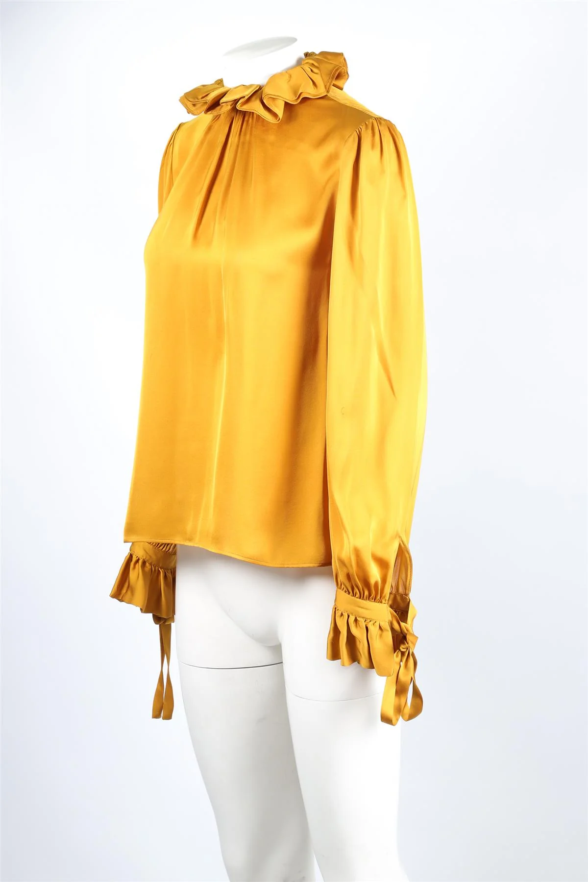SAINT LAURENT YELLOW SILK TOP FR 38 UK 10 - Image 3