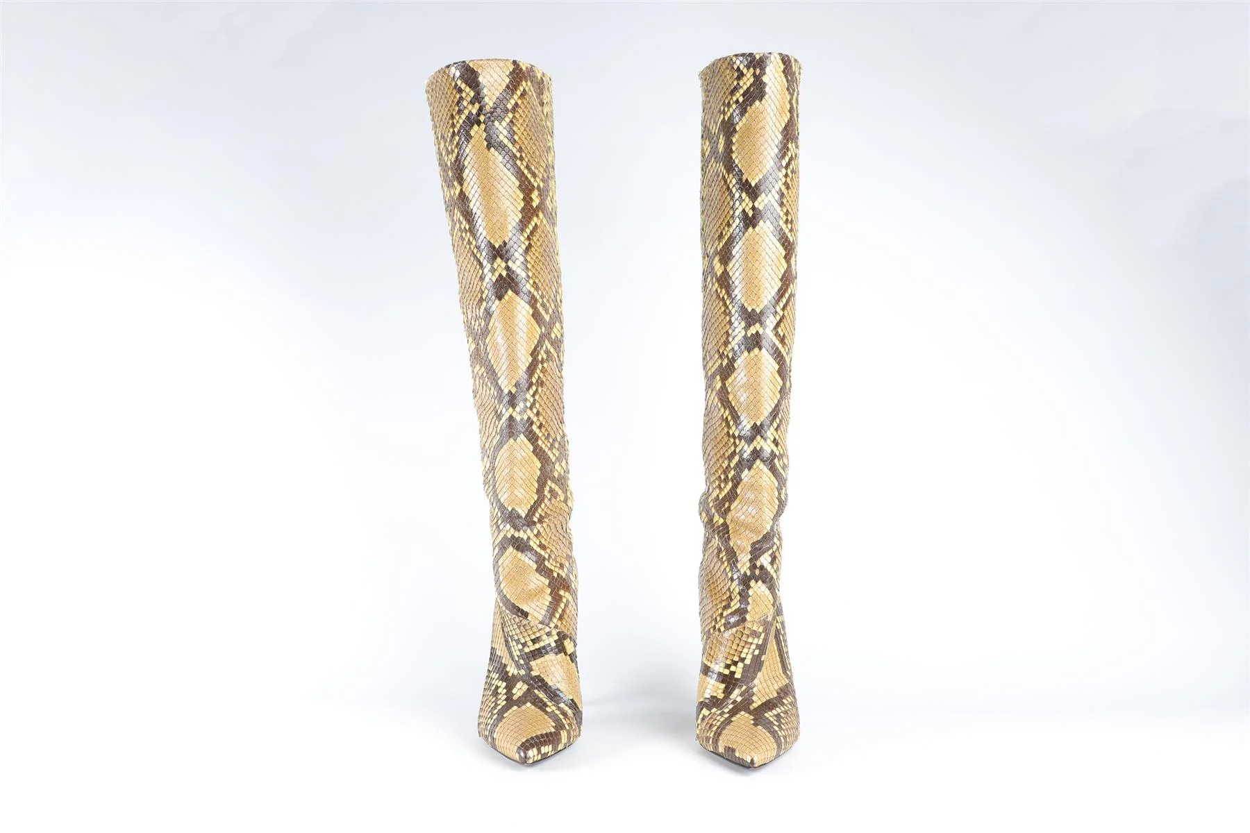SAINT LAURENT YELLOW SNAKESKIN KNEE HIGH BOOTS EU 39.5 UK 6.5 US 9.5 - Image 3