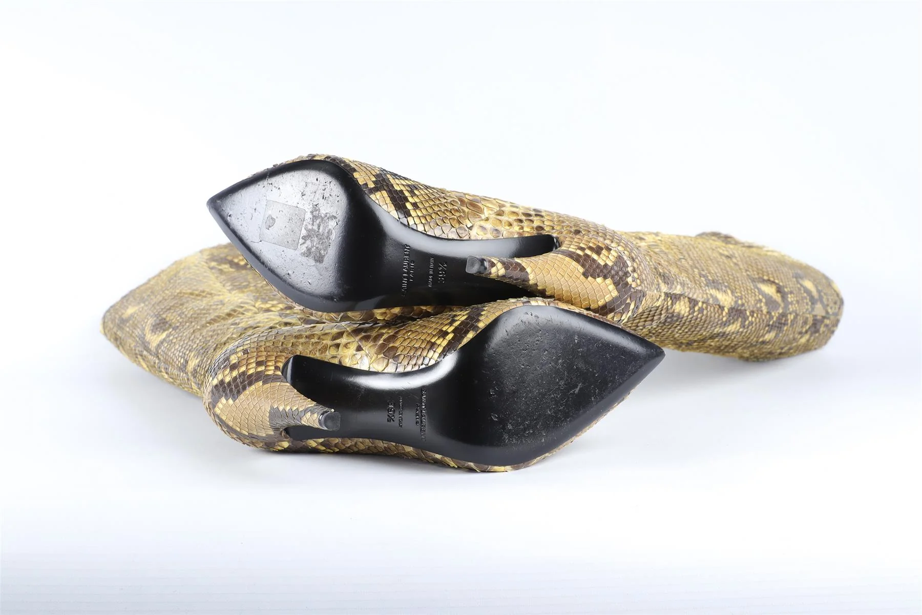 SAINT LAURENT YELLOW SNAKESKIN KNEE HIGH BOOTS EU 39.5 UK 6.5 US 9.5 - Image 6