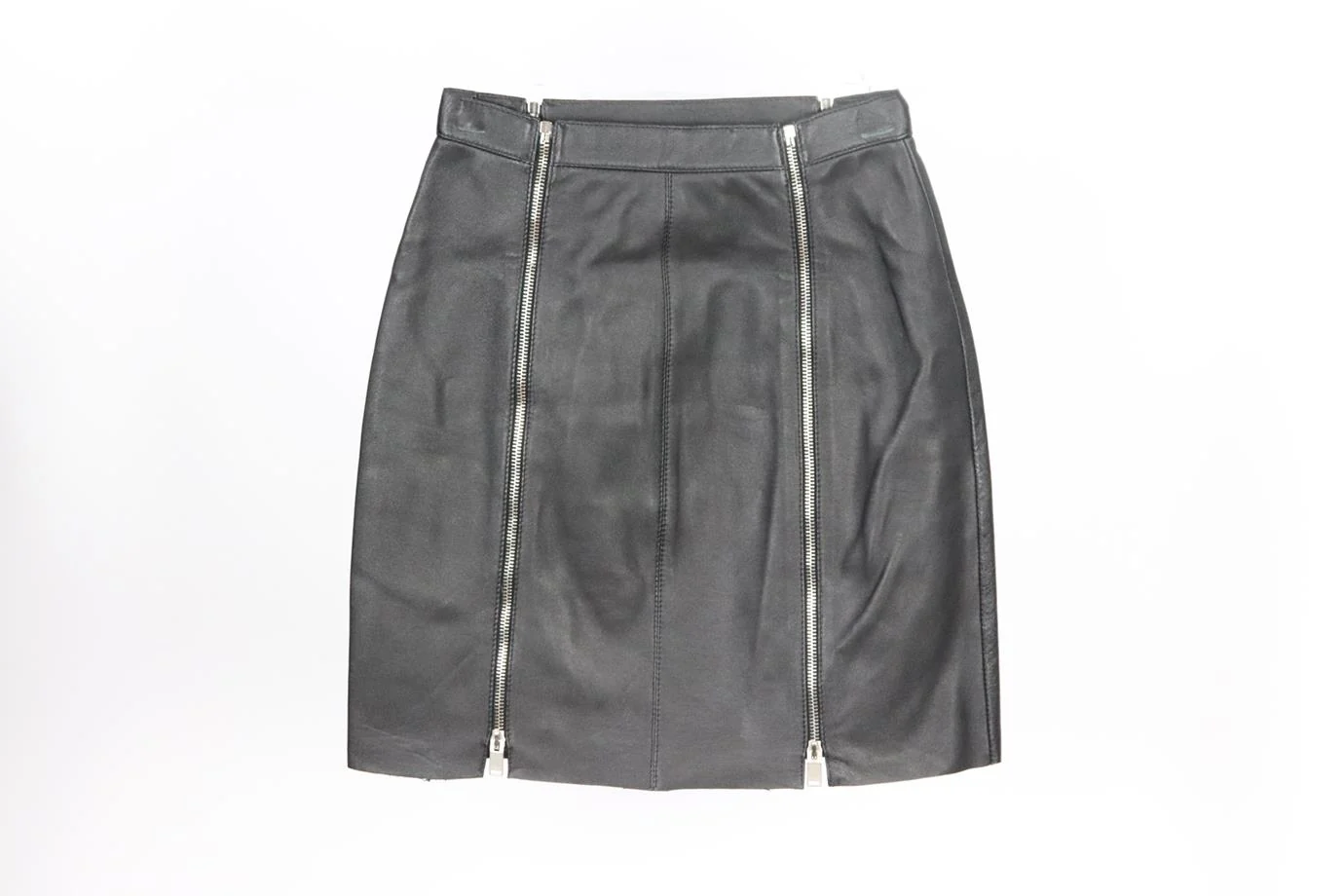 SAINT LAURENT ZIP DETAILED LEATHER MINI SKIRT FR 36 UK 8 - Image 3