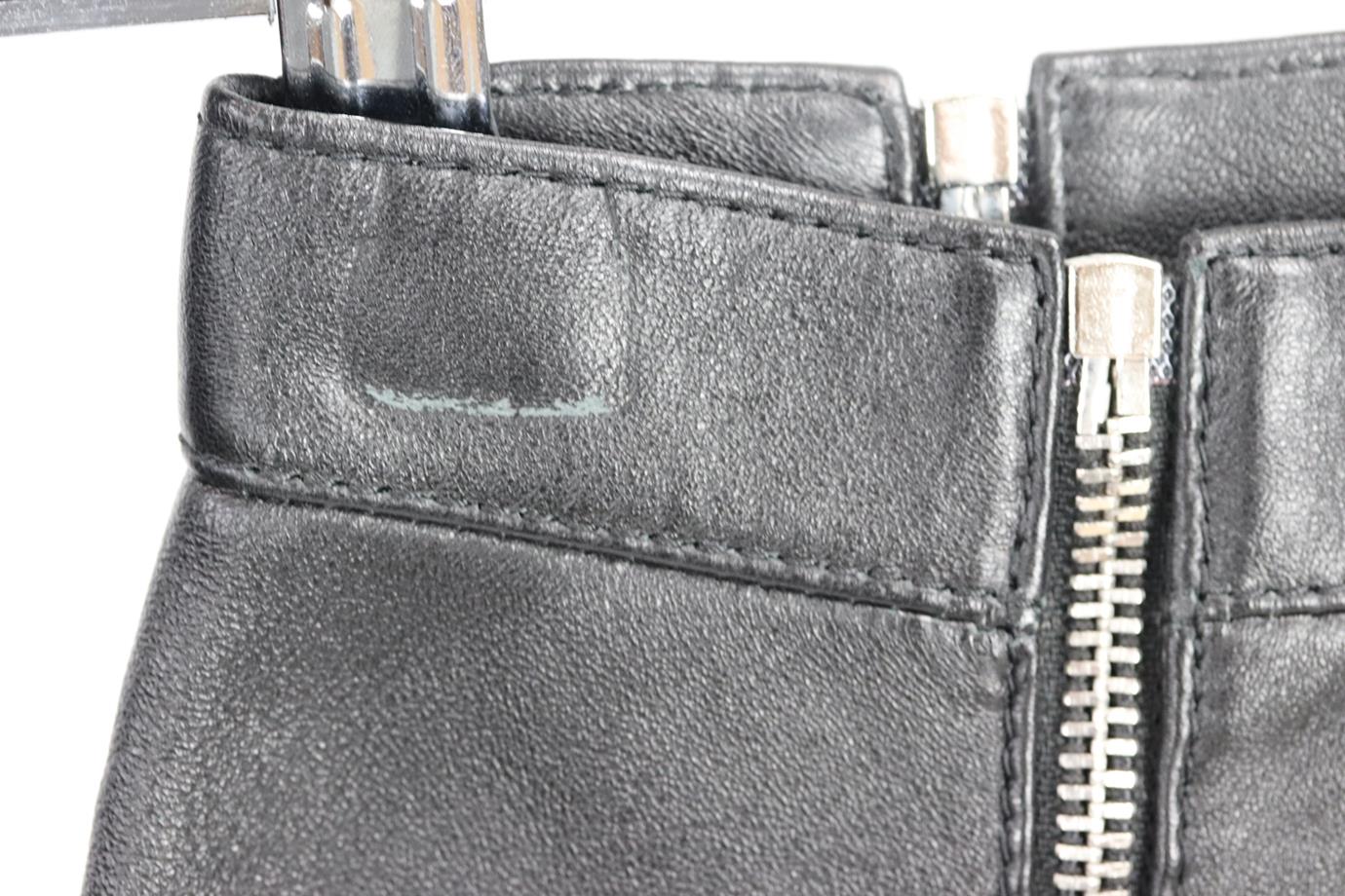 SAINT LAURENT ZIP DETAILED LEATHER MINI SKIRT FR 36 UK 8 - Image 4