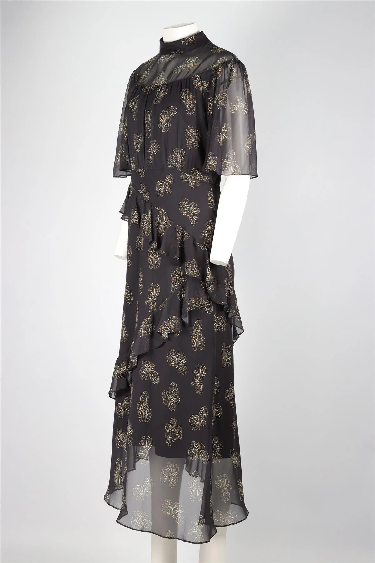 SALONI BLACK SILK MAXI DRESS UK 14 - Image 3