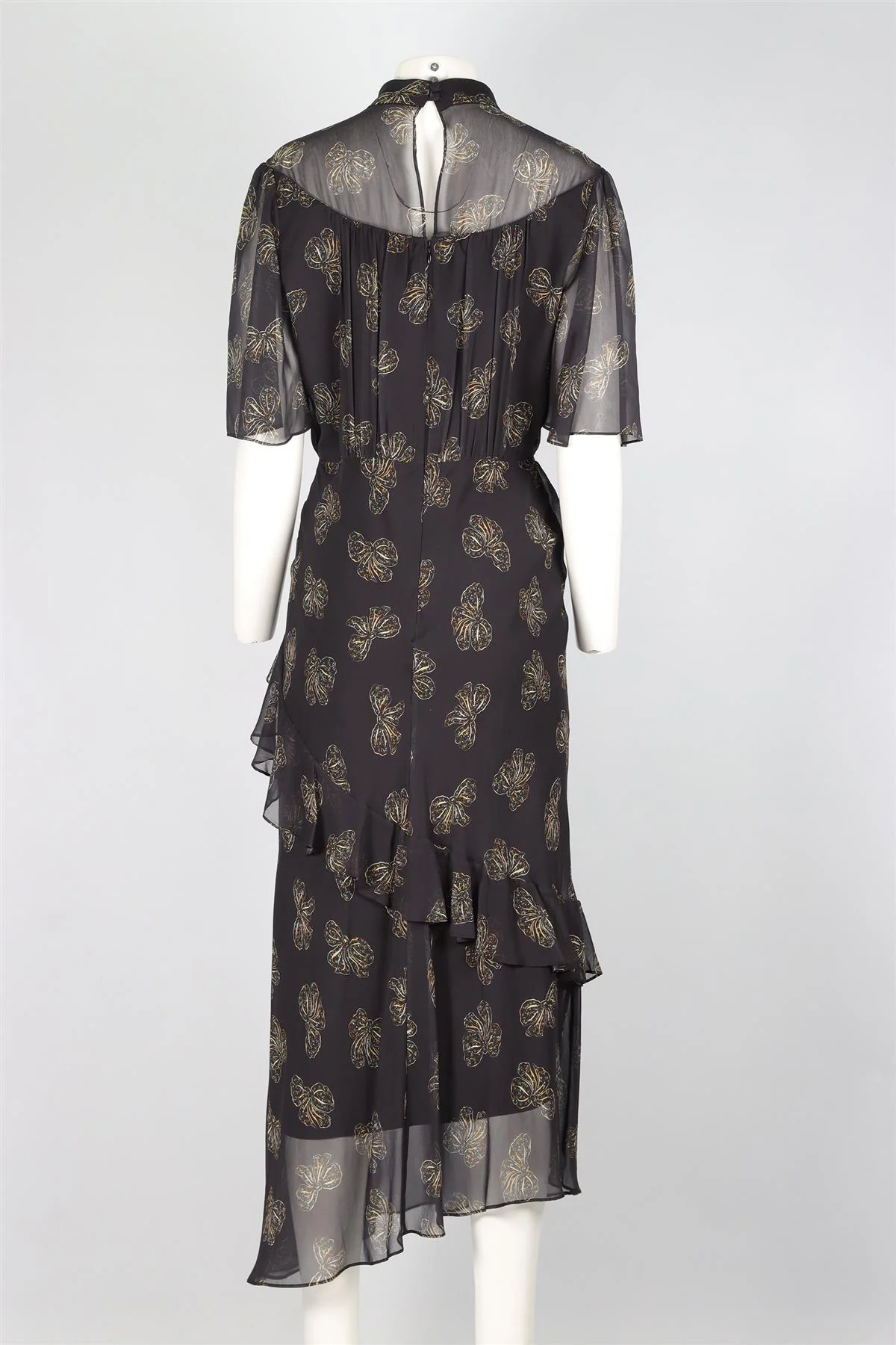 SALONI BLACK SILK MAXI DRESS UK 14 - Image 4