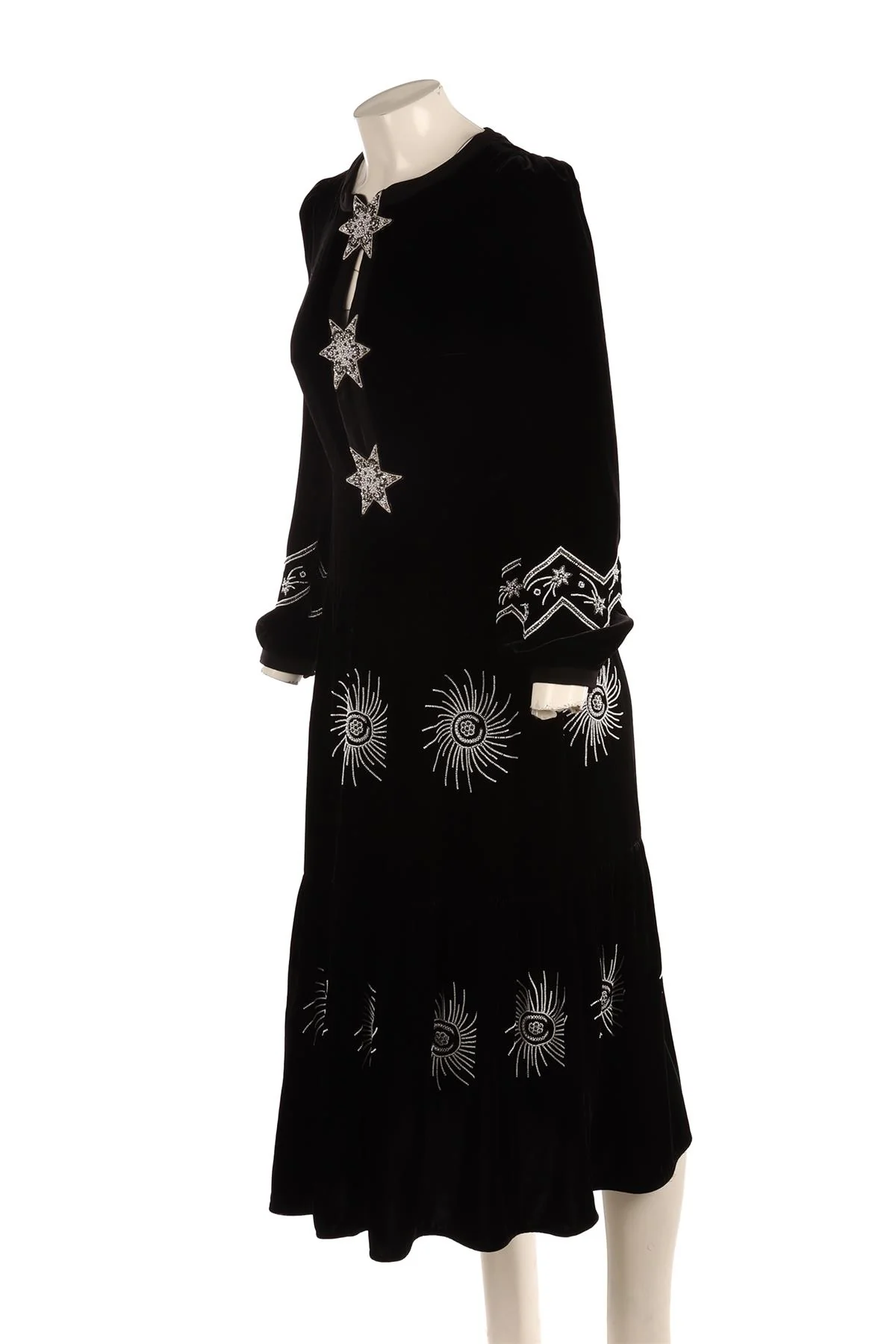 SALONI BLACK VELVET MAXI DRESS UK 8 - Image 3