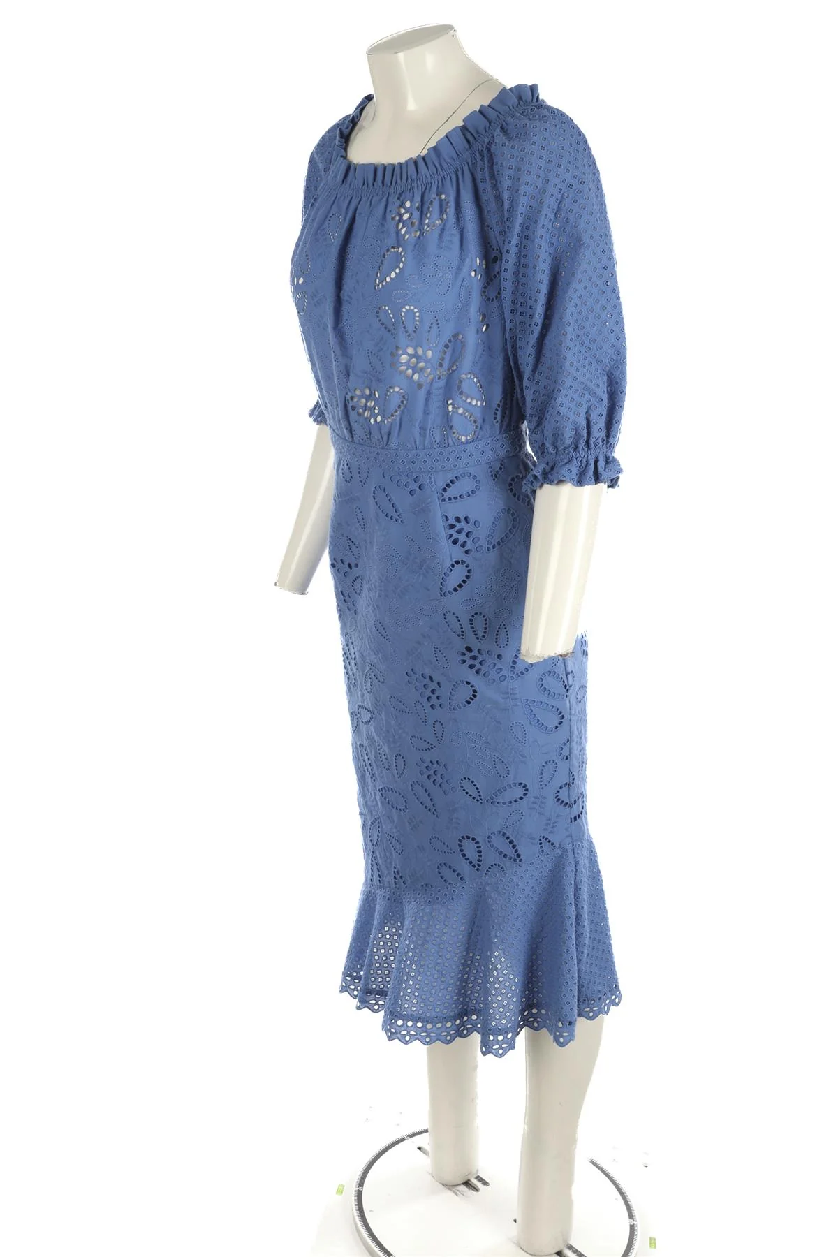 SALONI BLUE COTTON MIDI DRESS UK 12 - Image 3