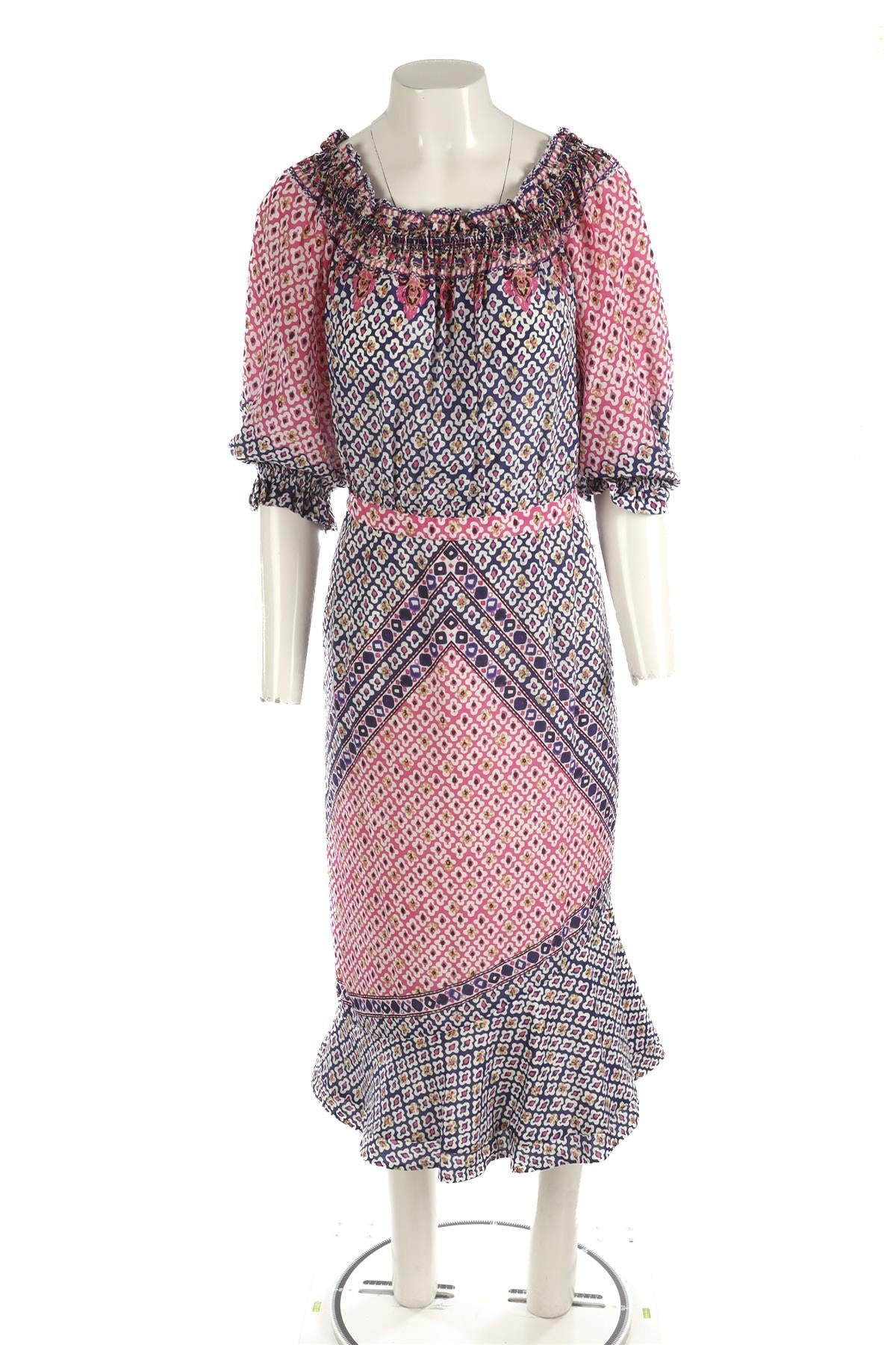 SALONI MULTI SILK MIDI DRESS UK 12 - Image 2