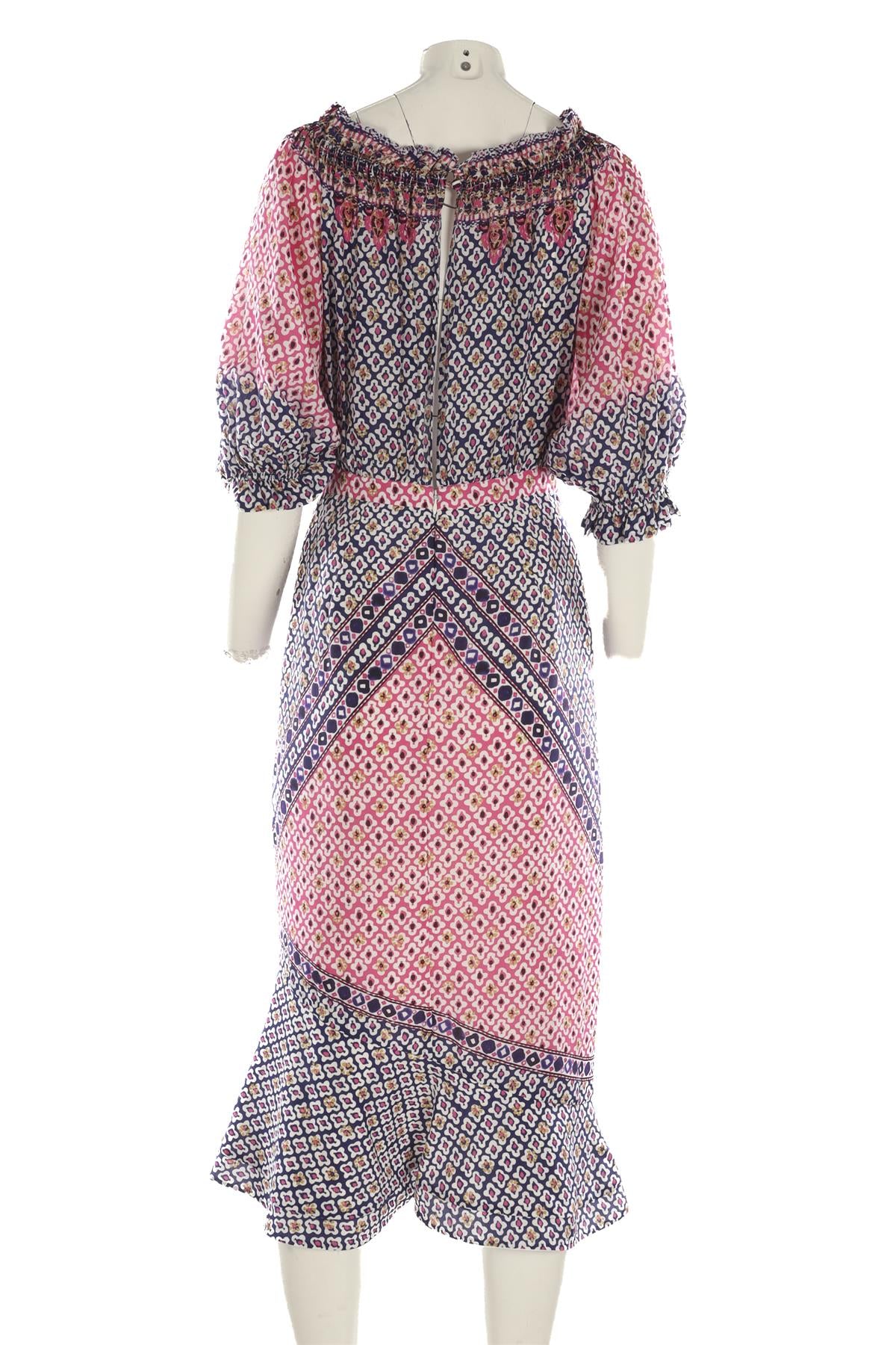 SALONI MULTI SILK MIDI DRESS UK 12 - Image 4