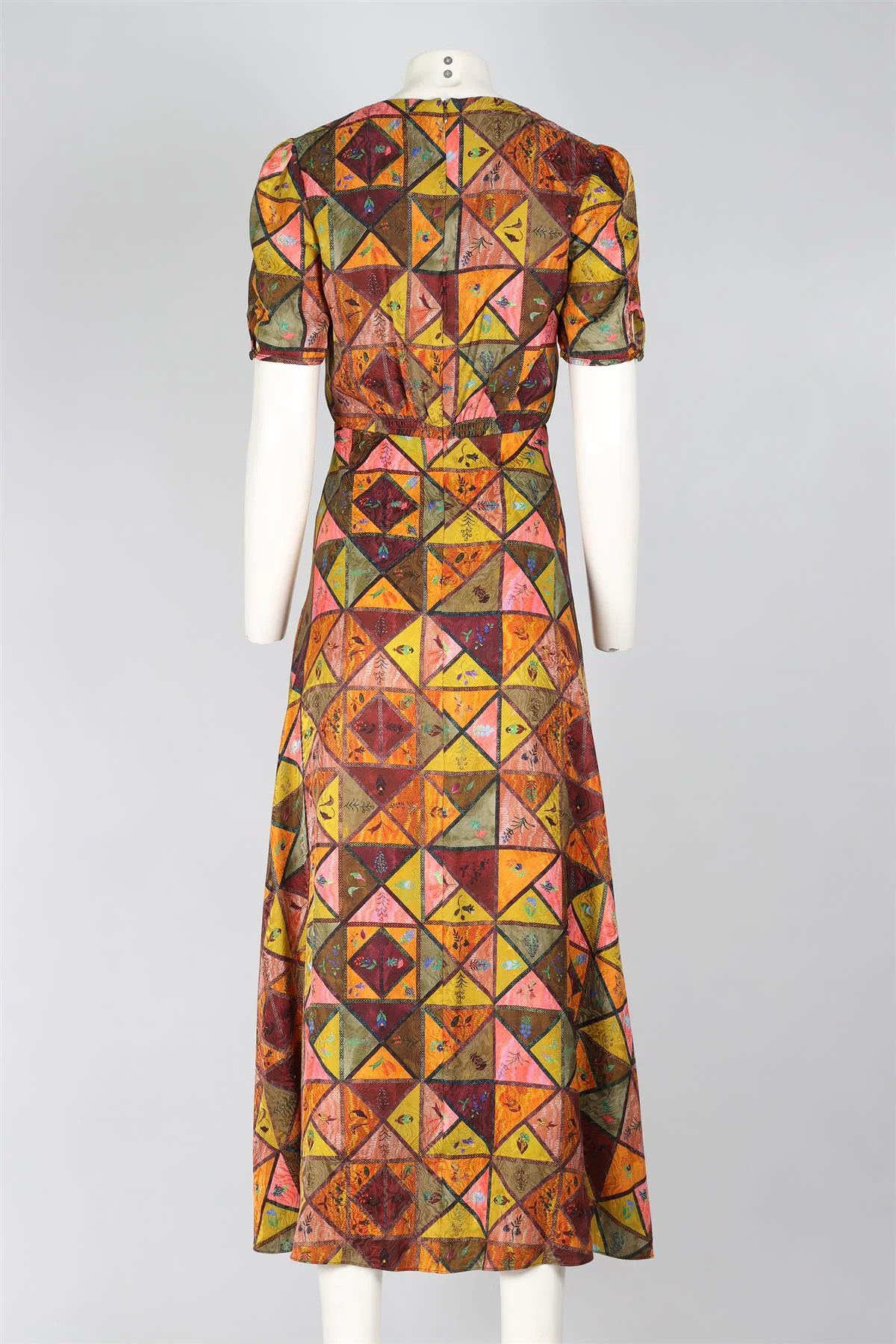 SALONI MULTICOLOURED SILK MIDI DRESS UK 8 - Image 4