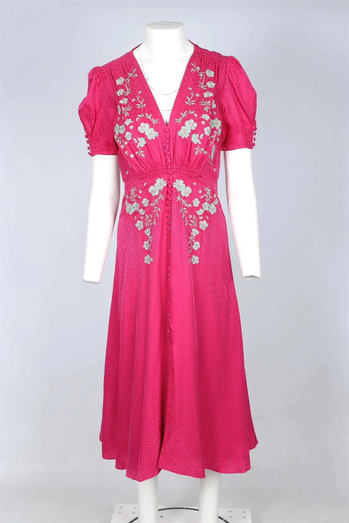 SALONI PINK SILK MIDI DRESS UK 8 - Image 2