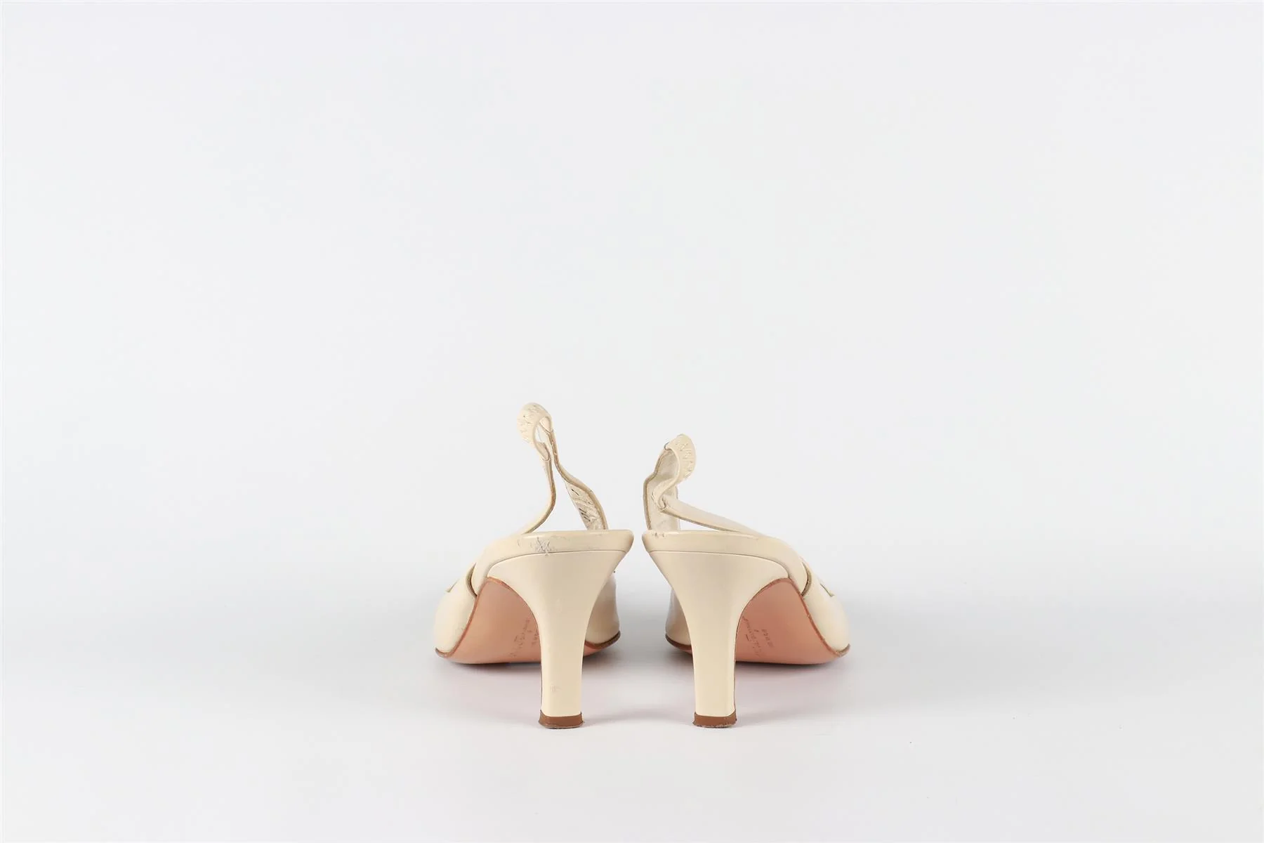 SALVATORE FERRAGAMO BEIGE LEATHER SLINGBACK PUMPS EU 37 UK 4 US 7 - Image 5