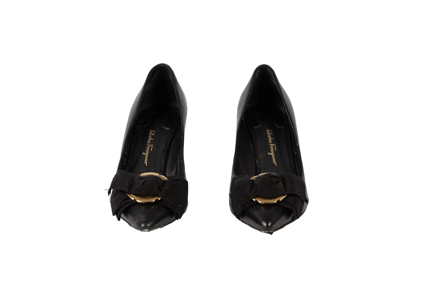 SALVATORE FERRAGAMO BLACK LEATHER PUMPS US 5.5 UK 2.5 EU 35.5 - Image 3