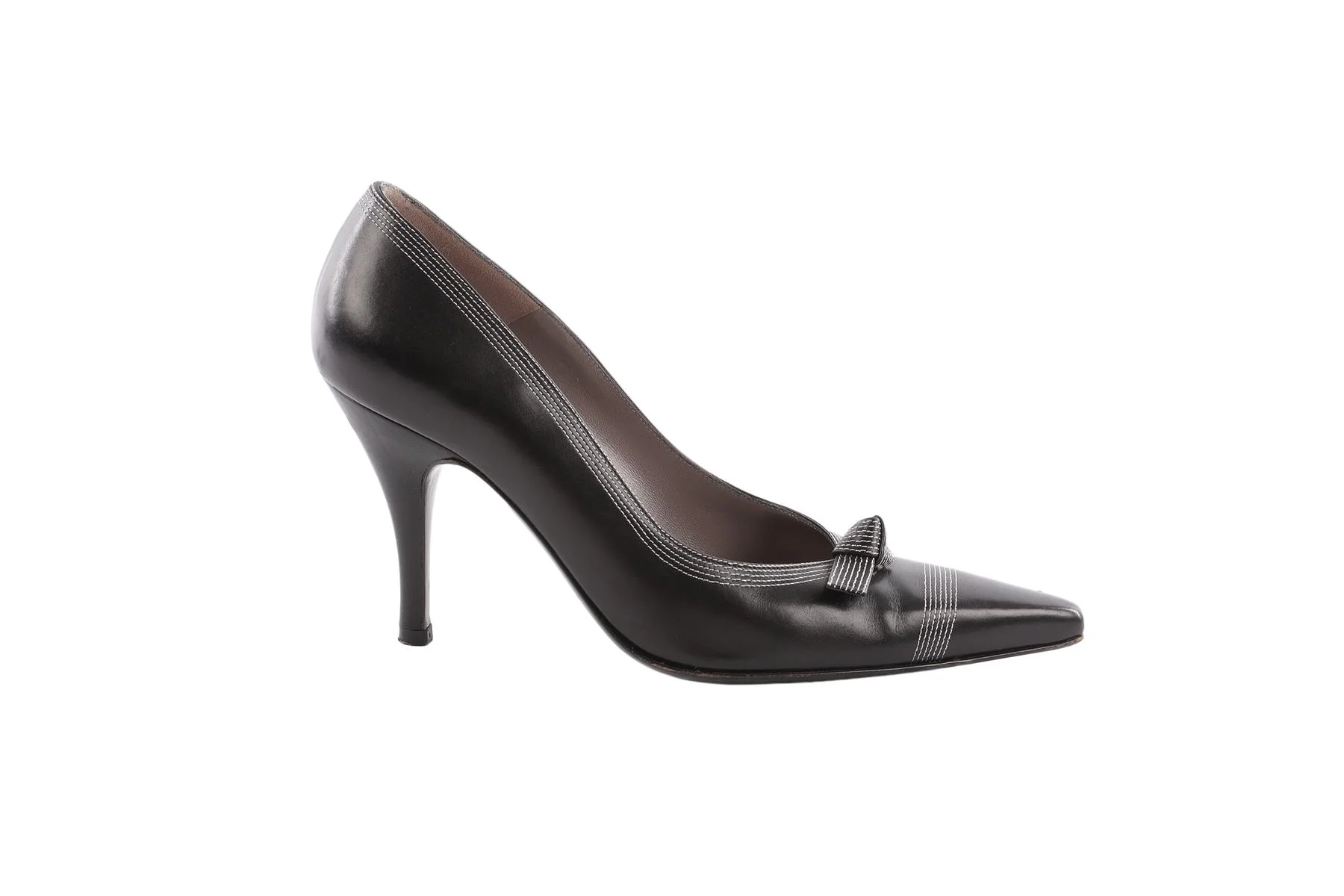 SALVATORE FERRAGAMO BLACK VINTAGE LEATHER PUMPS EU 36.5 UK 3.5 US 6.5 - Image 2