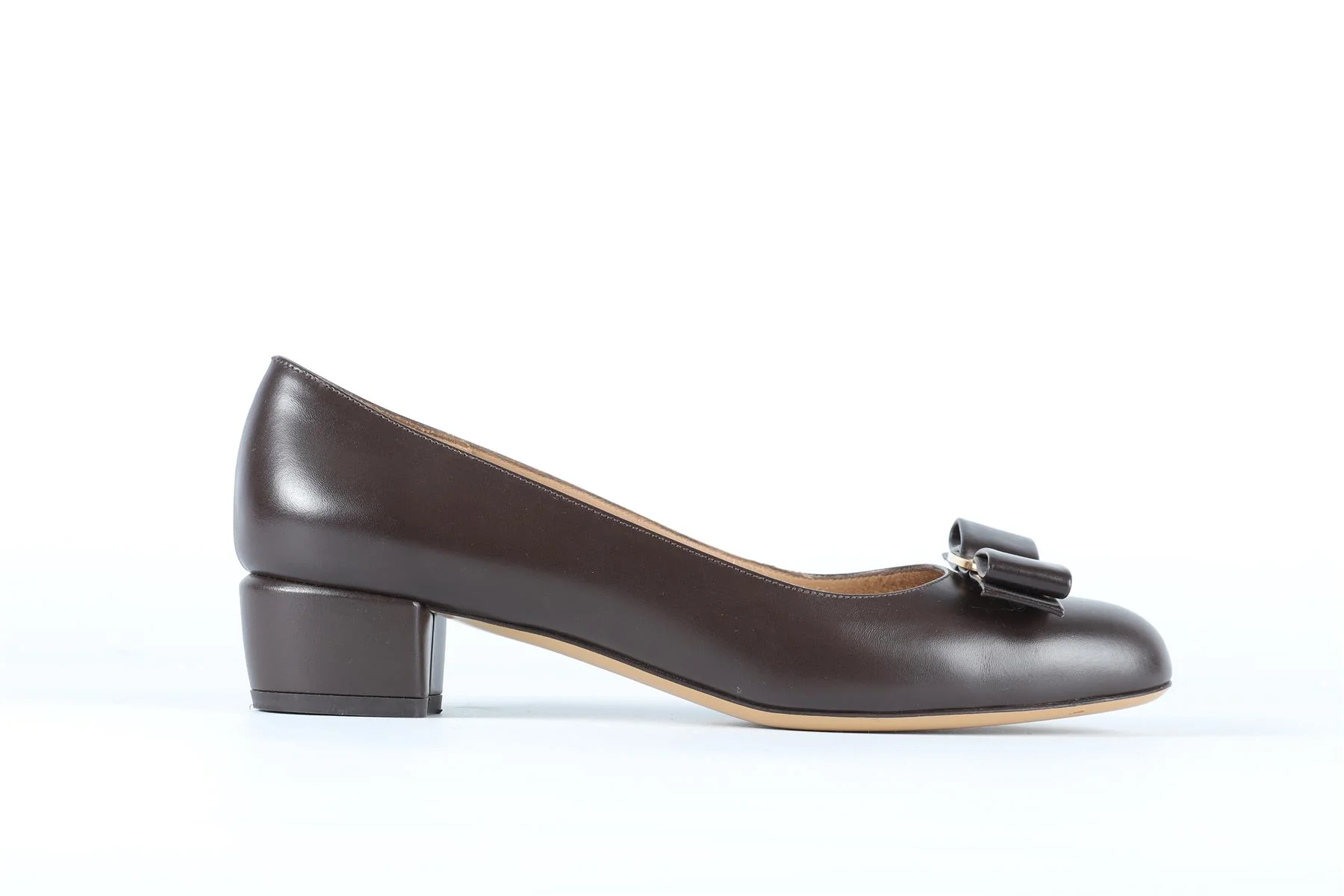 SALVATORE FERRAGAMO BROWN LEATHER PUMPS US 6.5 UK 3.5 EU 36.5 - Image 2