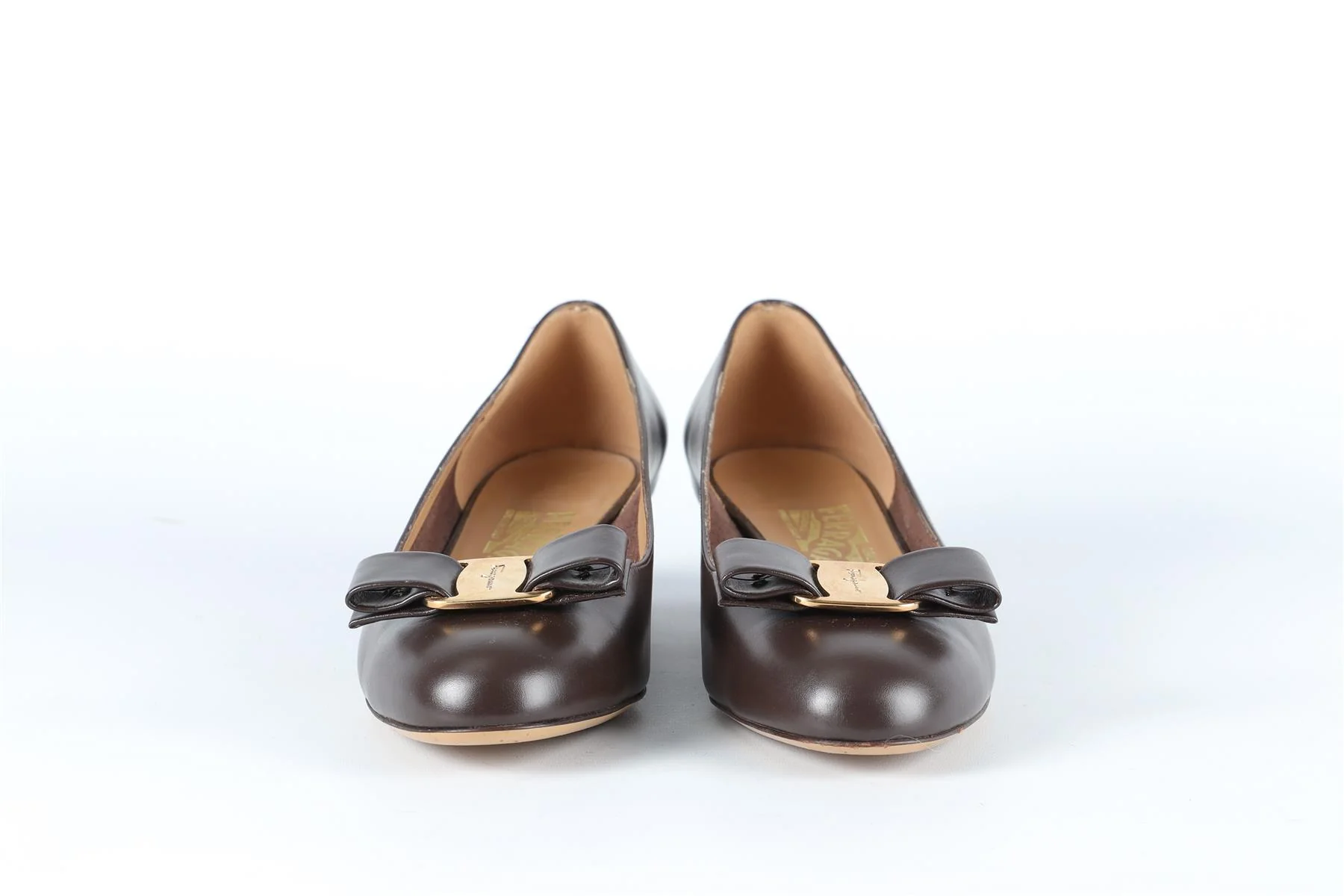 SALVATORE FERRAGAMO BROWN LEATHER PUMPS US 6.5 UK 3.5 EU 36.5 - Image 3