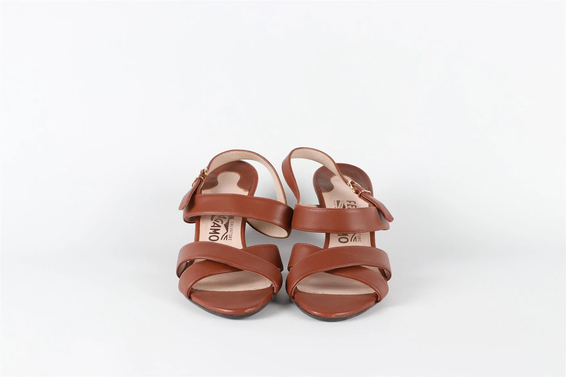 SALVATORE FERRAGAMO BROWN LEATHER WEDGE SANDALS EU 37 UK 4 US 7 - Image 3