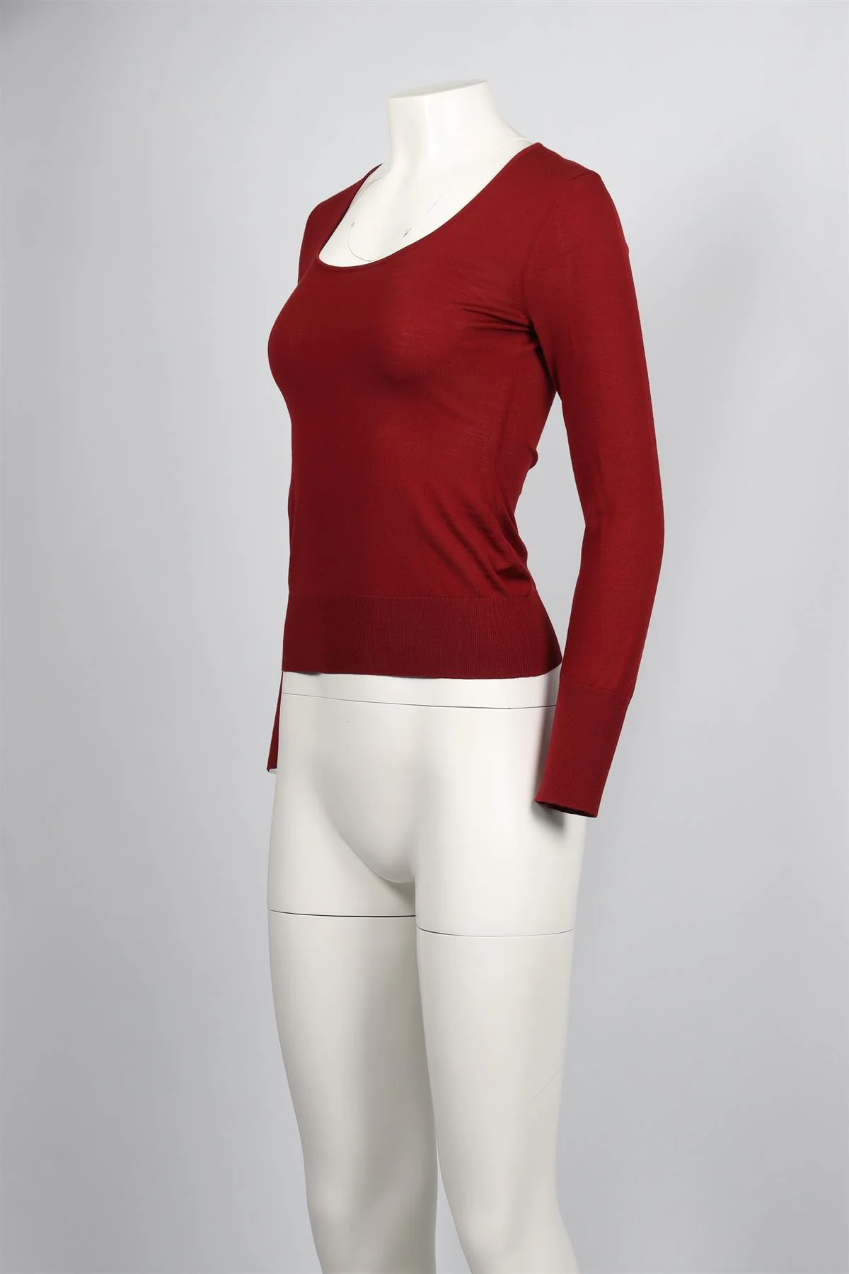 SALVATORE FERRAGAMO BURGUNDY WOOL BLEND SWEATER SMALL - Image 3