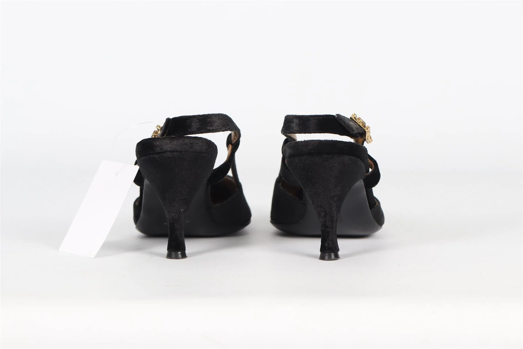 SALVATORE FERRAGAMO CRYSTAL AND VELVET SLINGBACK PUMPS EU 37 UK 4 US 7 - Image 4