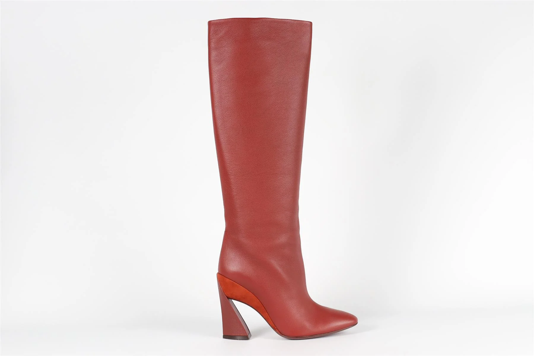 SALVATORE FERRAGAMO RED LEATHER KNEE HIGH BOOTS EU 38.5 UK 5.5 US 8.5 - Image 2