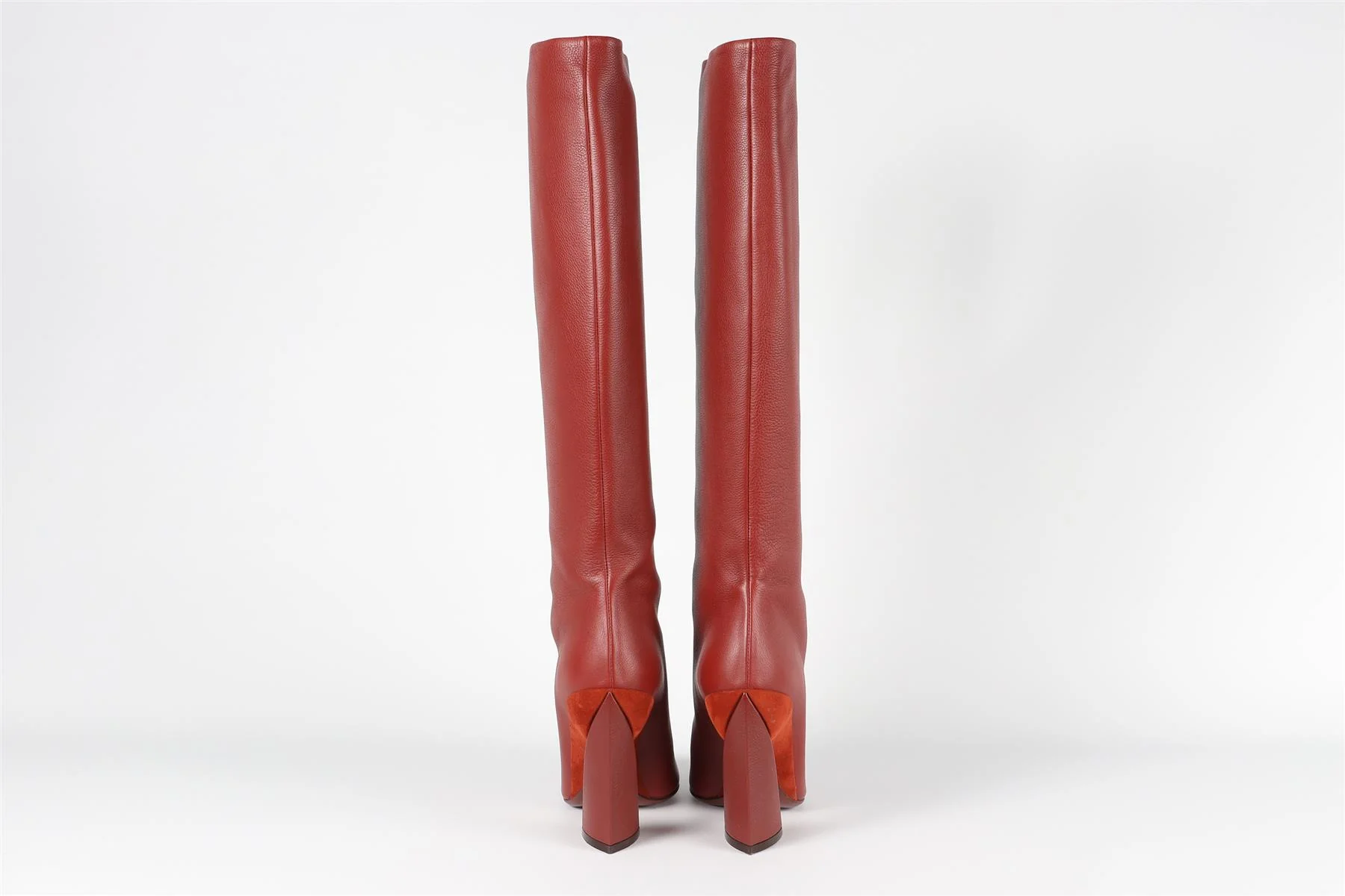 SALVATORE FERRAGAMO RED LEATHER KNEE HIGH BOOTS EU 38.5 UK 5.5 US 8.5 - Image 4