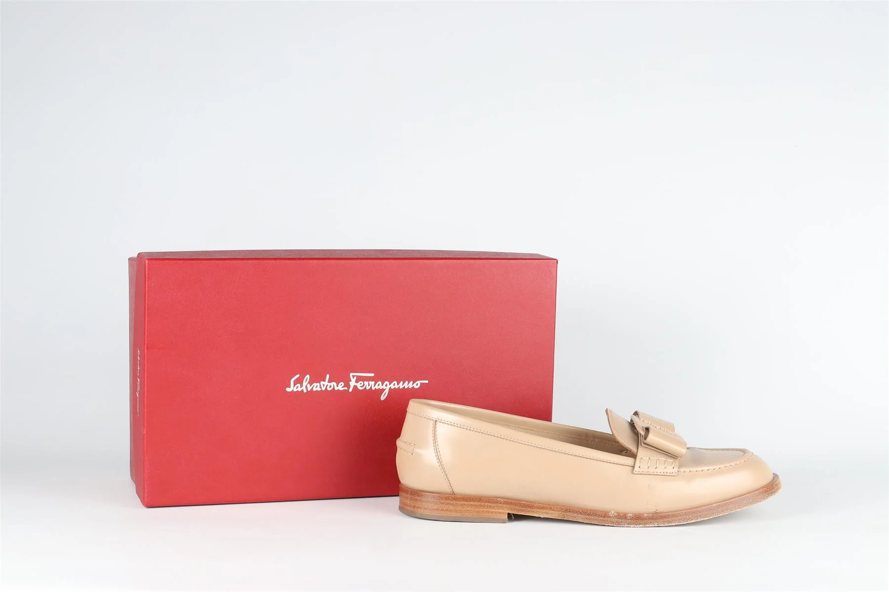 SALVATORE FERRAGAMO TAUPE LEATHER LOAFERS EU 40 UK 7 US 10 - Image 7