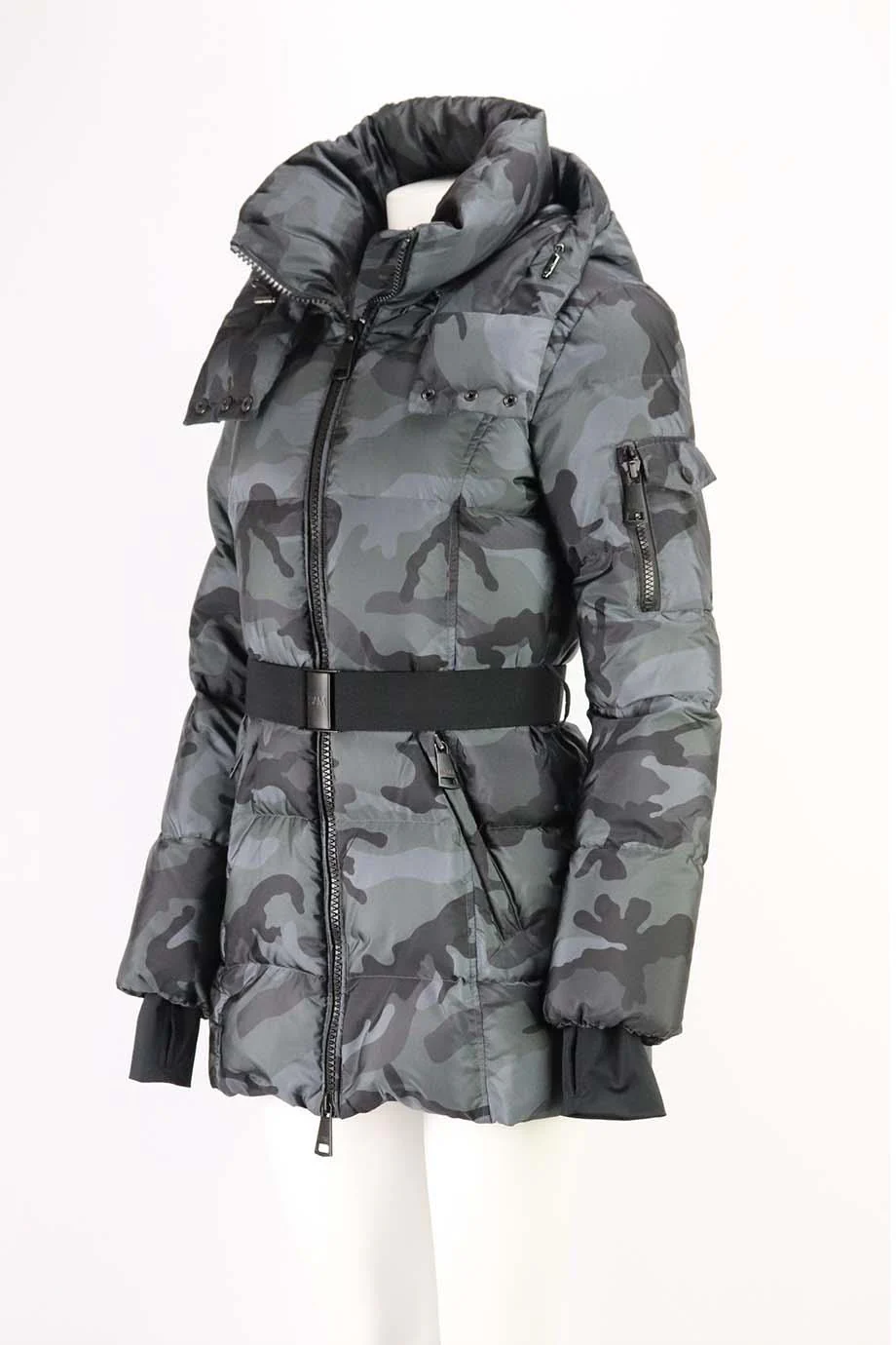 SAM. NYC BELTED CAMOUFLAGE PRINT QUILTED SHELL DOWN JACKET LARGE - Image 3