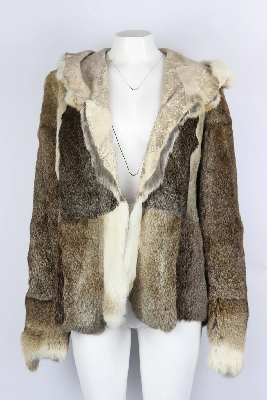SAM RONE HOODED RABBIT FUR JACKET SMALL - Image 2