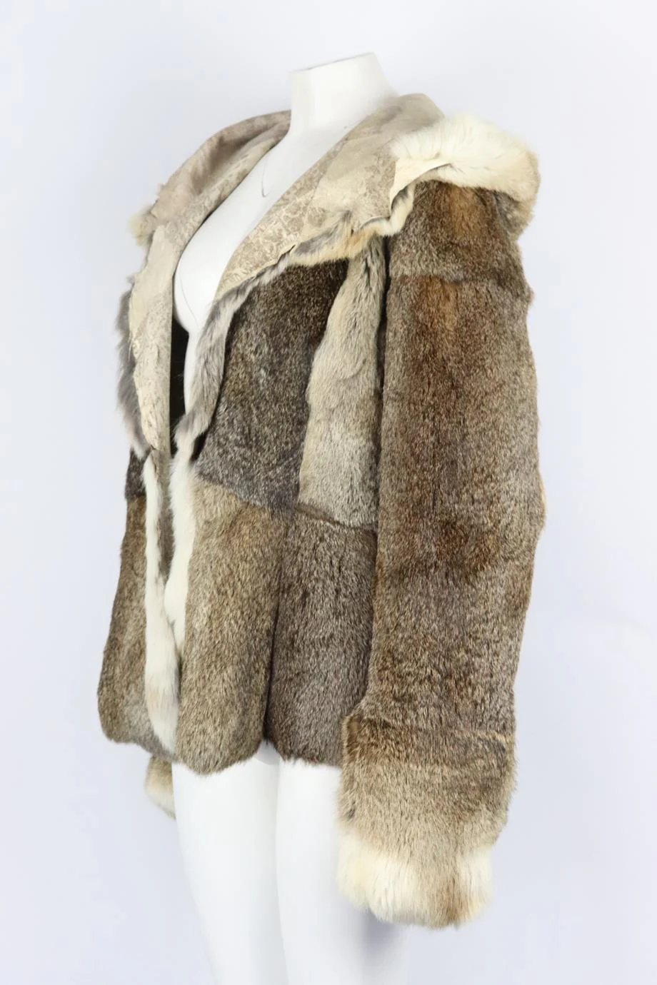 SAM RONE HOODED RABBIT FUR JACKET SMALL - Image 3