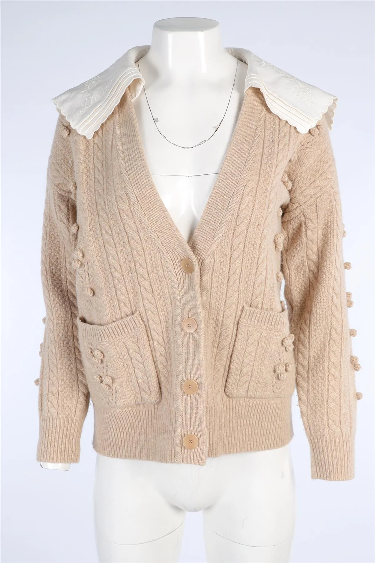 SANDRO BEIGE WOOL CARDIGAN UK 6 - Image 2