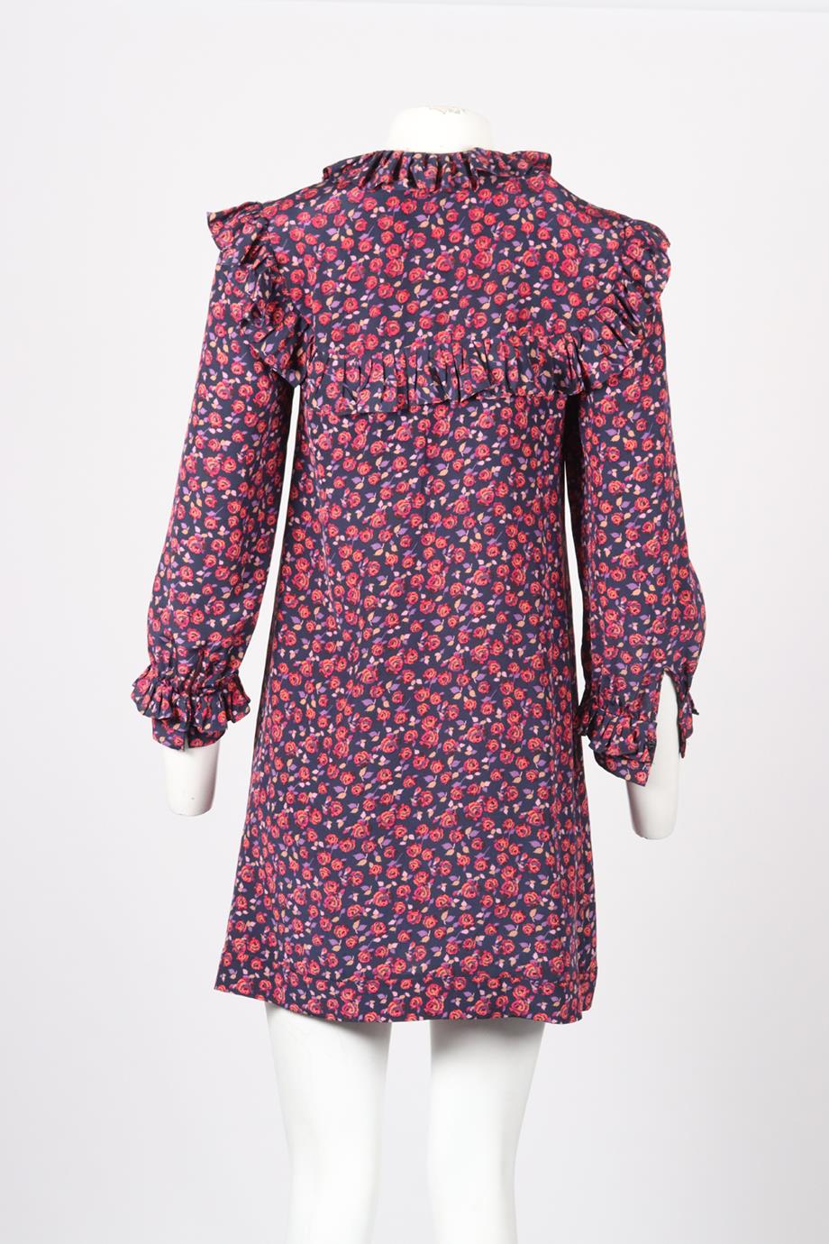 SANDRO FLORAL PRINT SILK MINI DRESS UK 10 - Image 4