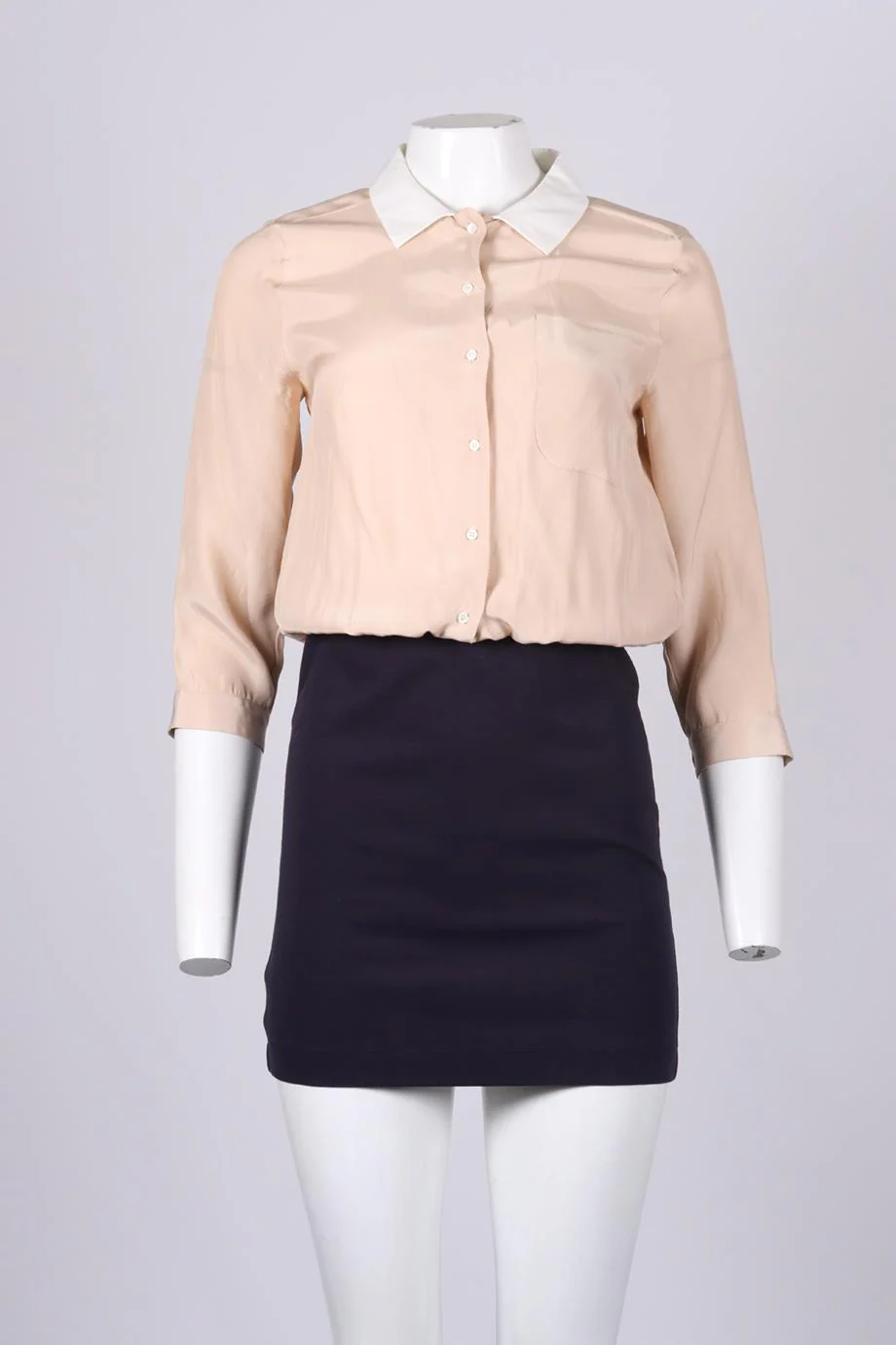 SANDRO JERSEY AND SILK BLEND MINI DRESS UK 10 - Image 2