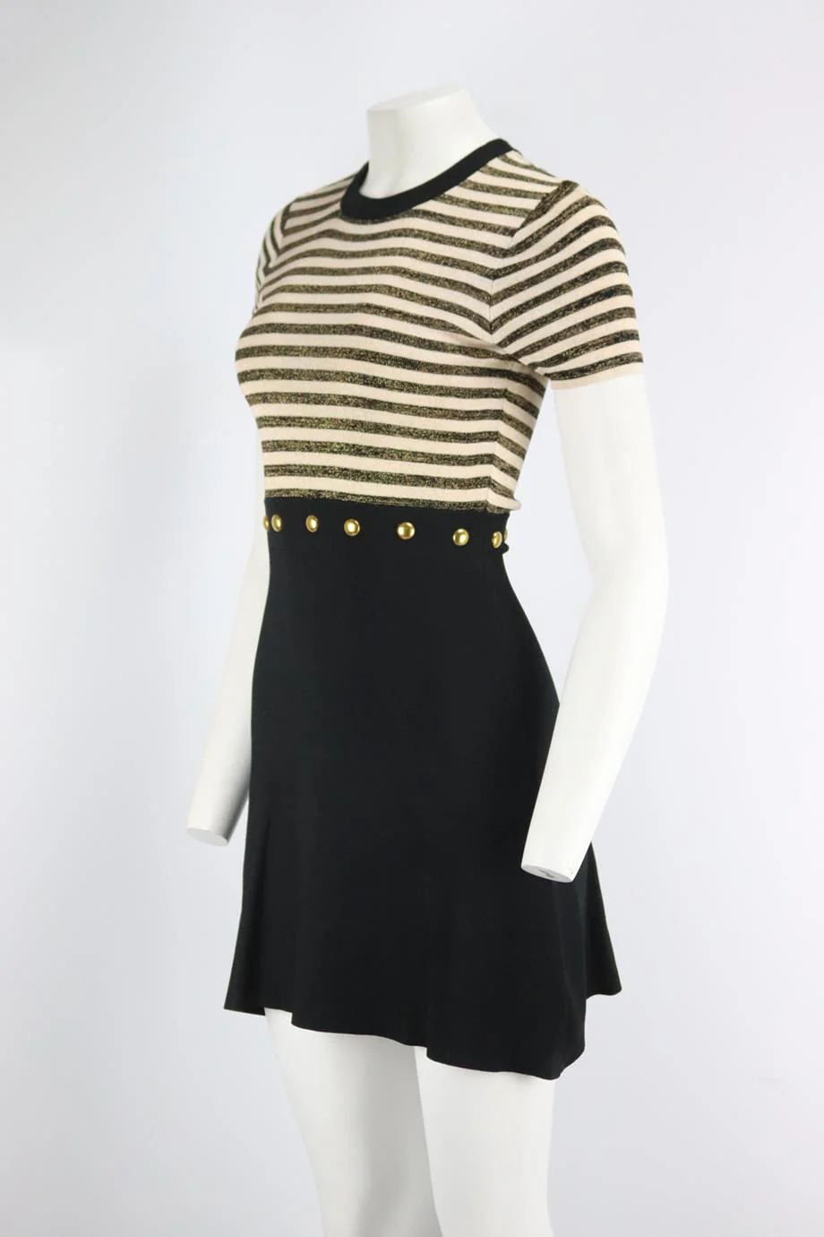 SANDRO METALLIC STRETCH KNIT MINI DRESS SMALL - Image 3