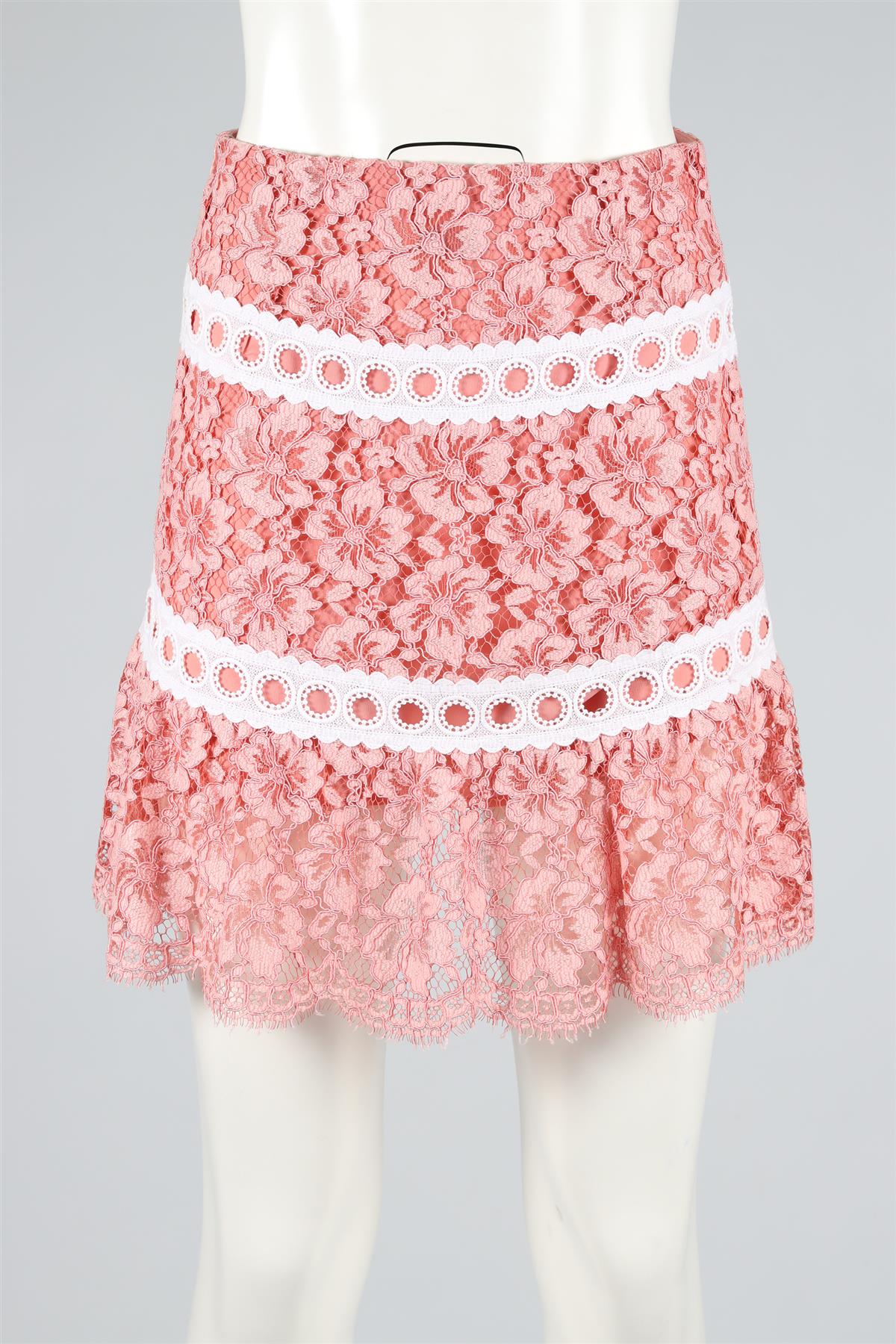SANDRO PINK LACE MINI SKIRT SMALL - Image 2
