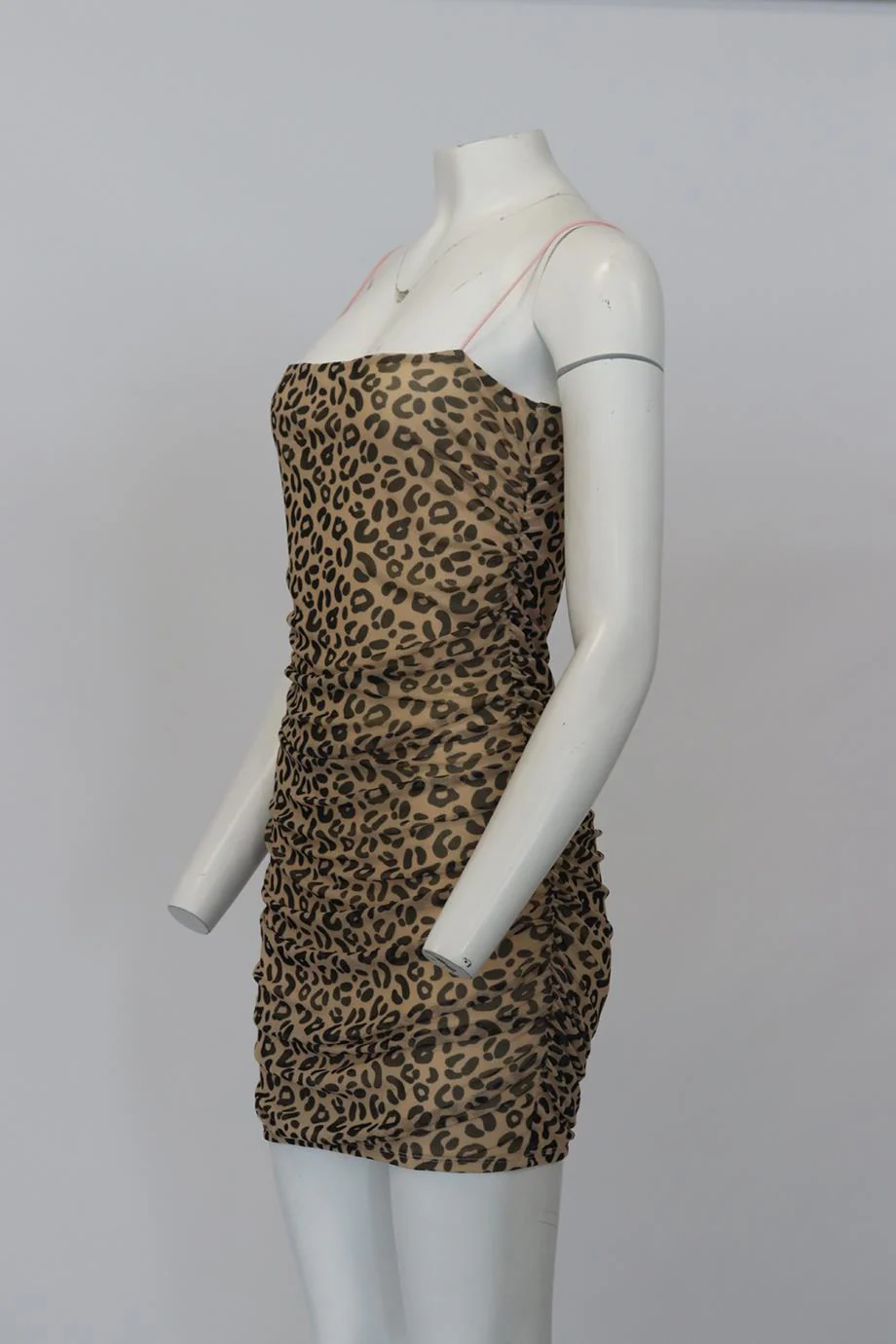 SANDY LIANG LEOPARD PRINT STRETCH MESH MINI DRESS UK 8 - Image 3