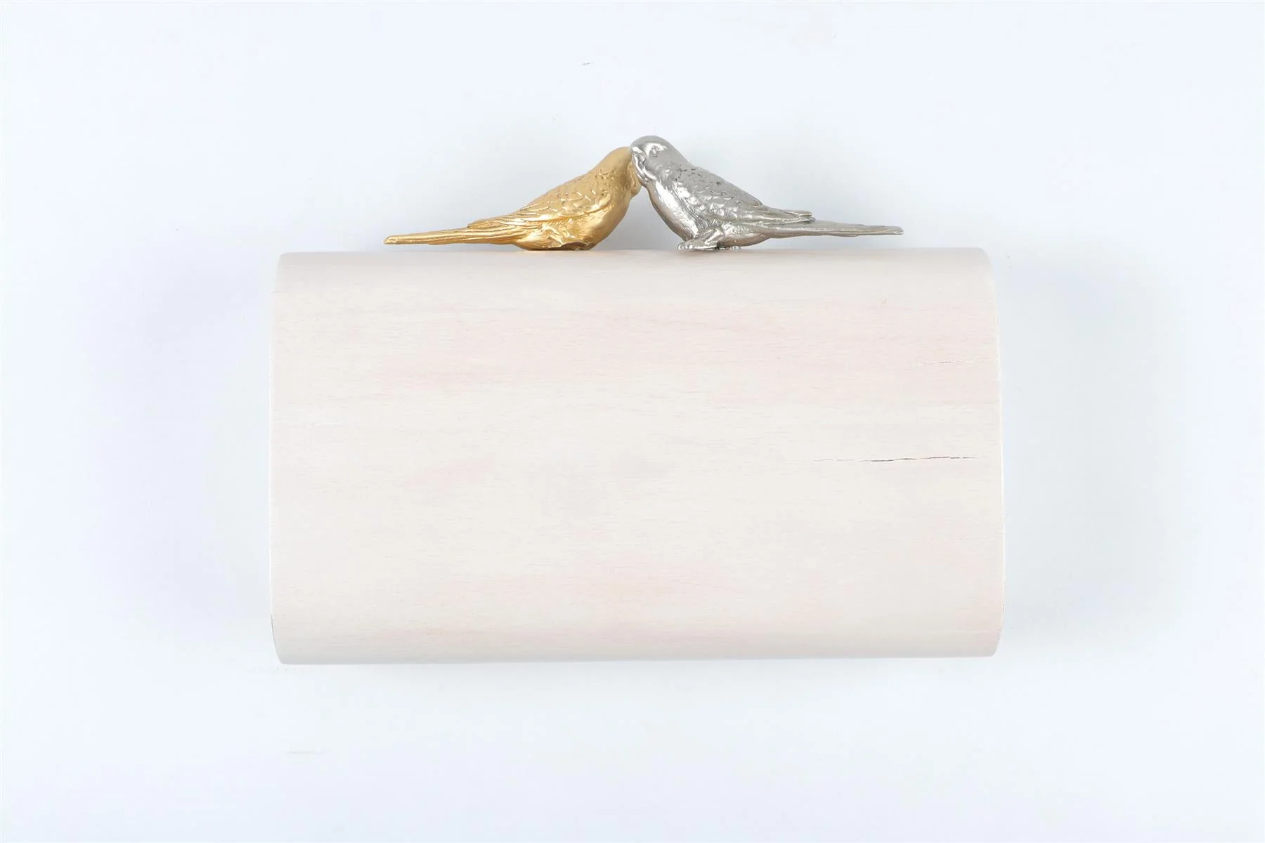 SARAH'S BAG ECRU WOODEN CLUTCH - Image 2