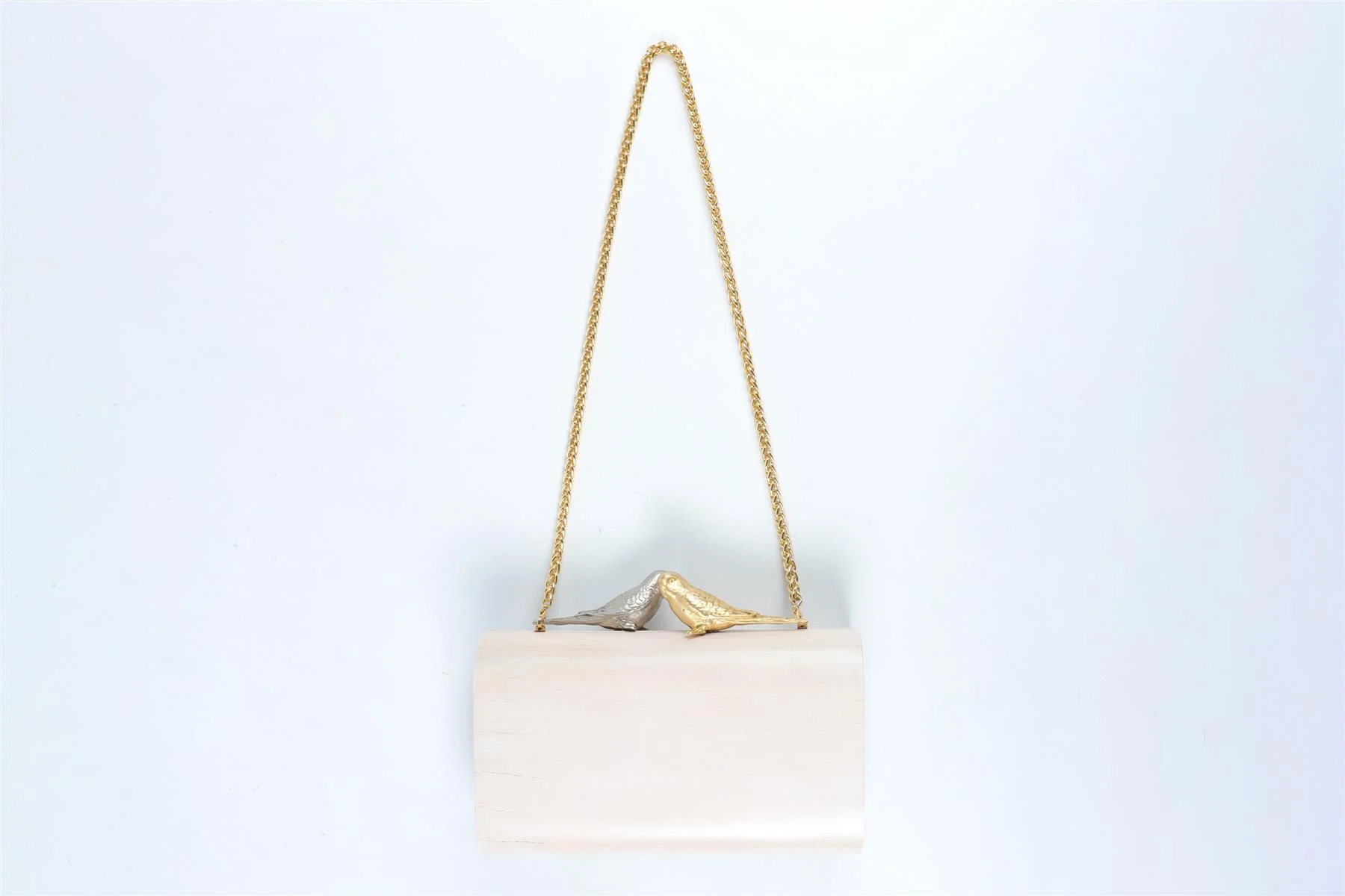 SARAH'S BAG ECRU WOODEN CLUTCH - Image 6