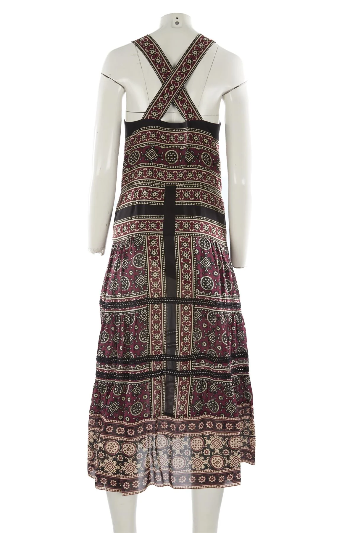 SEA NEW YORK BURGUNDY SILK MAXI DRESS US 4 UK 8 - Image 4
