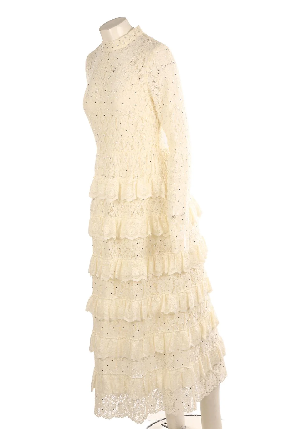 SEA NEW YORK CREAM LACE MAXI DRESS US 8 UK 4 - Image 3