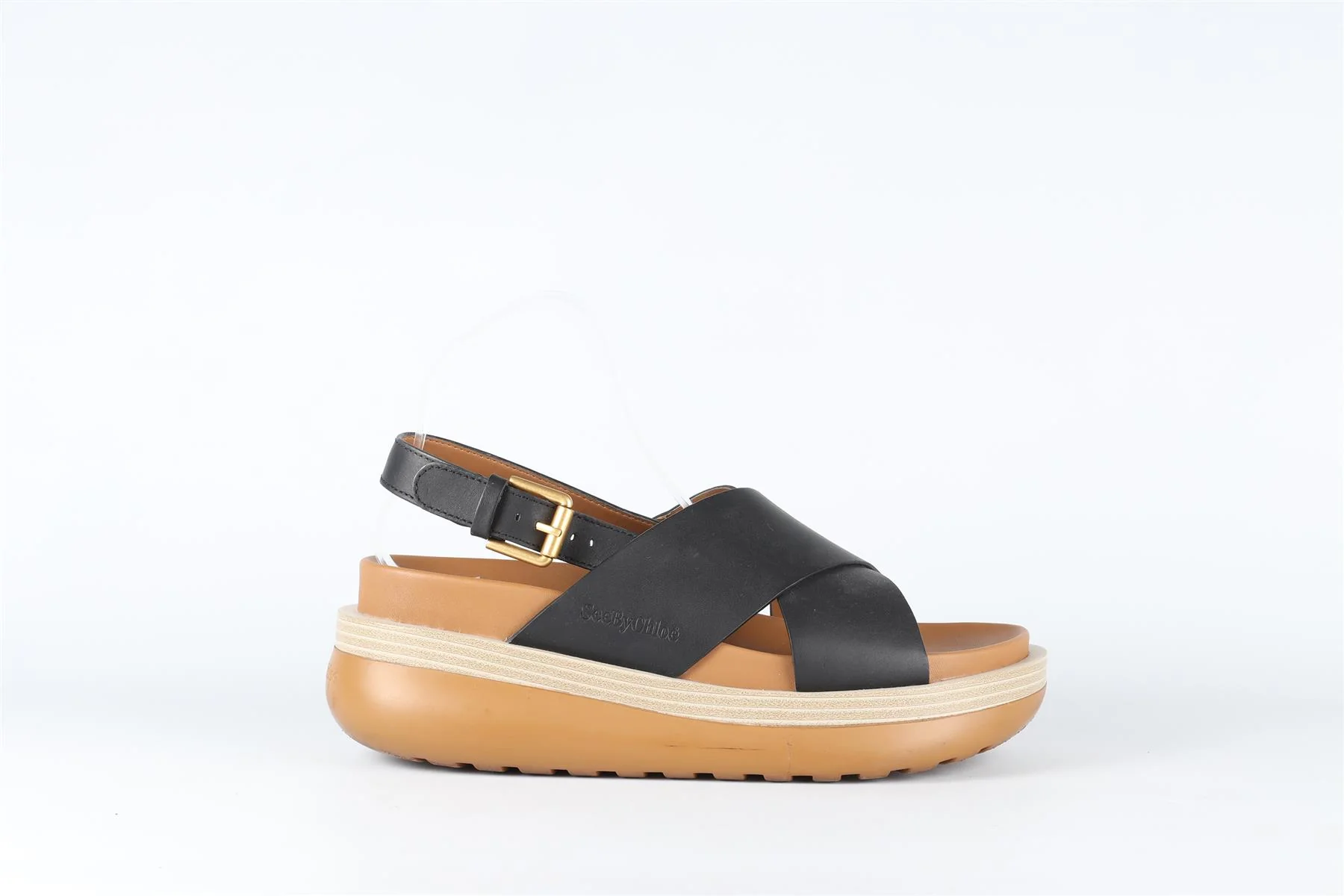 SEE BY CHLOÉ  BLACK LEATHER SANDALS EU 40 UK 7 US 10 - Image 2