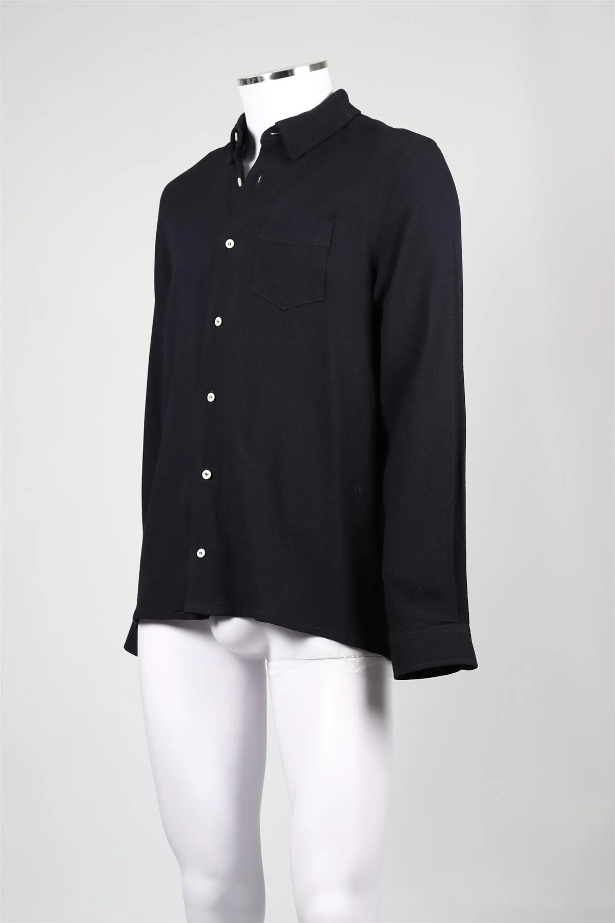 SÉFR NAVY MEN'S WOOL BLEND SHIRT MEDIUM - Image 3