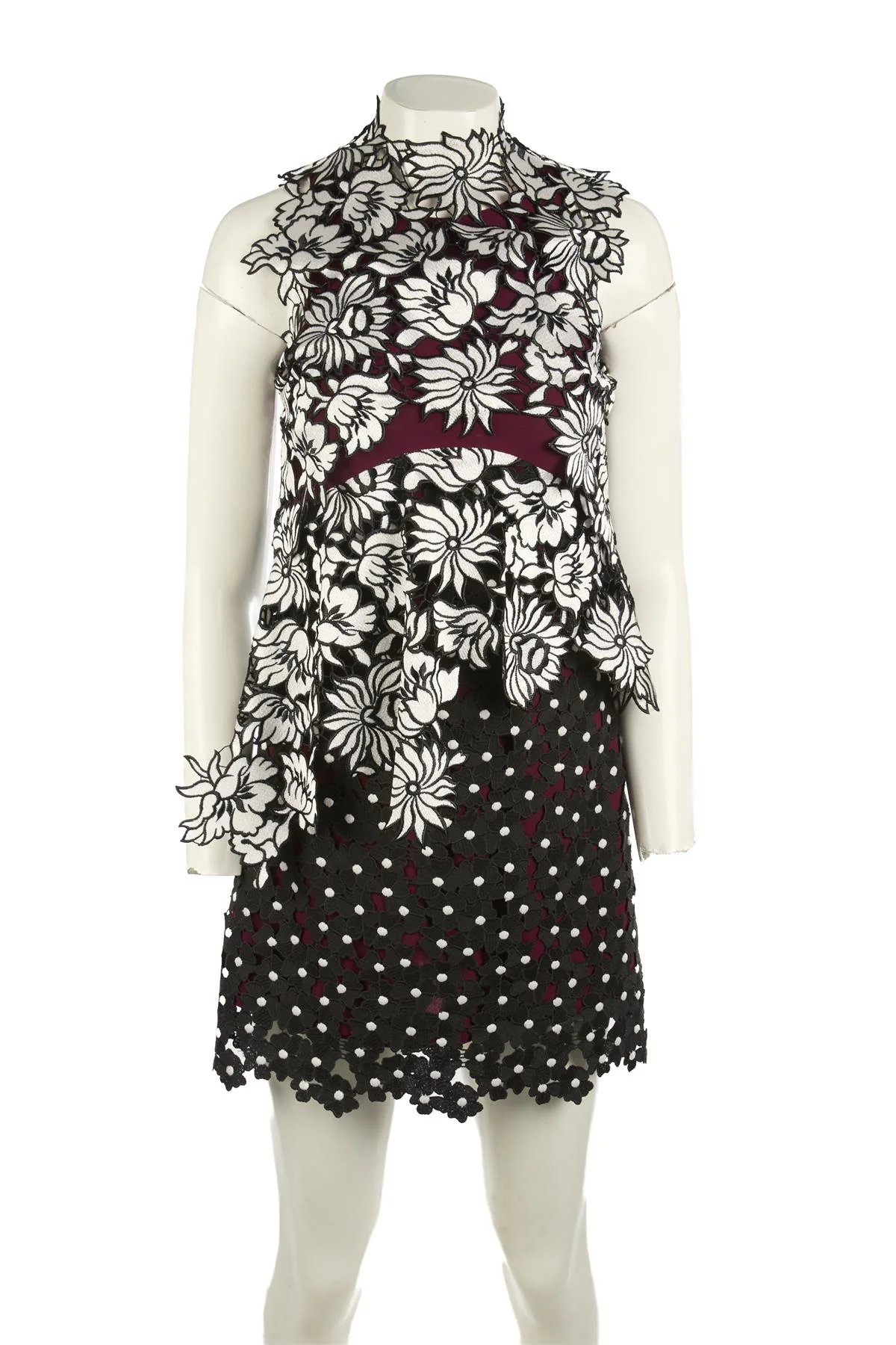 SELF-PORTRAIT BLACK CROCHET MINI DRESS UK 6 - Image 2