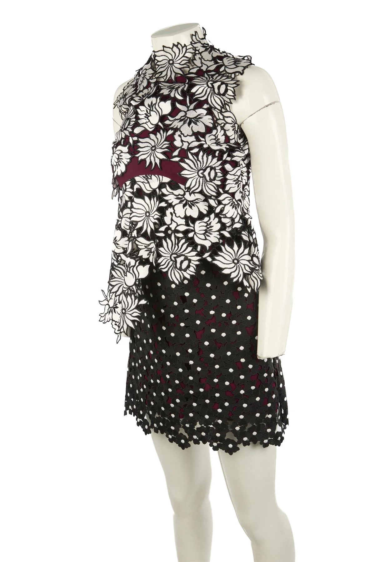 SELF-PORTRAIT BLACK CROCHET MINI DRESS UK 6 - Image 3