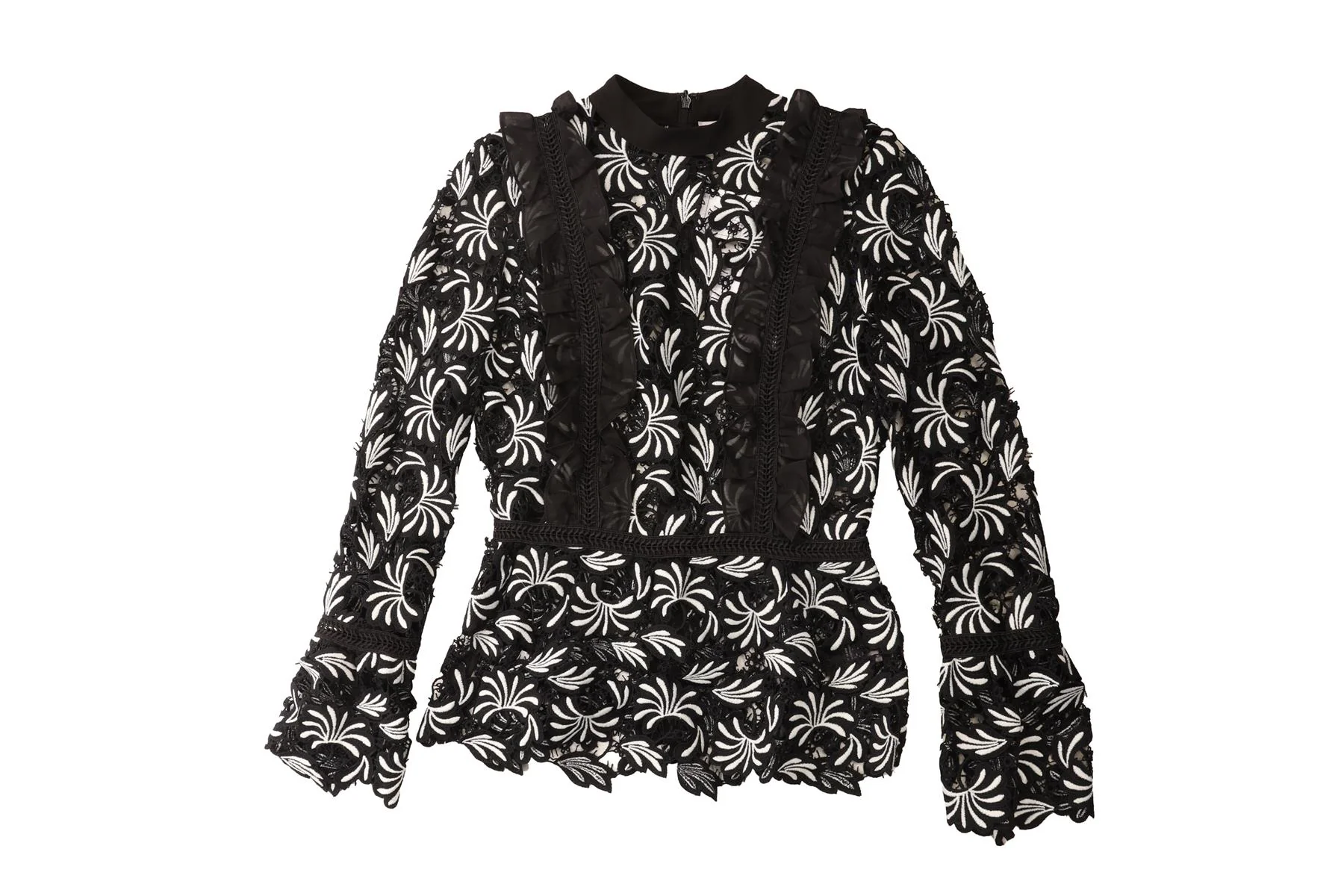 SELF-PORTRAIT BLACK CROCHET TOP UK 8 - Image 2